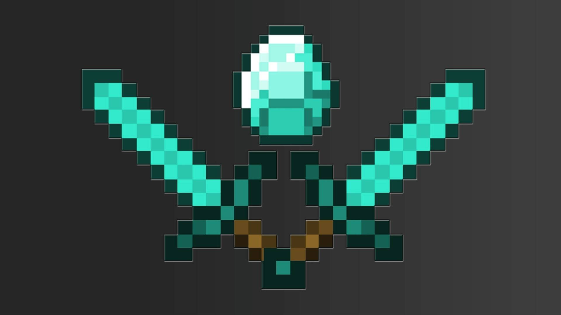 Minecraft Diamond Crystal And Swords Wallpaper