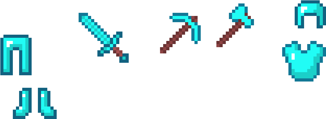 Minecraft Diamond Gear Set PNG