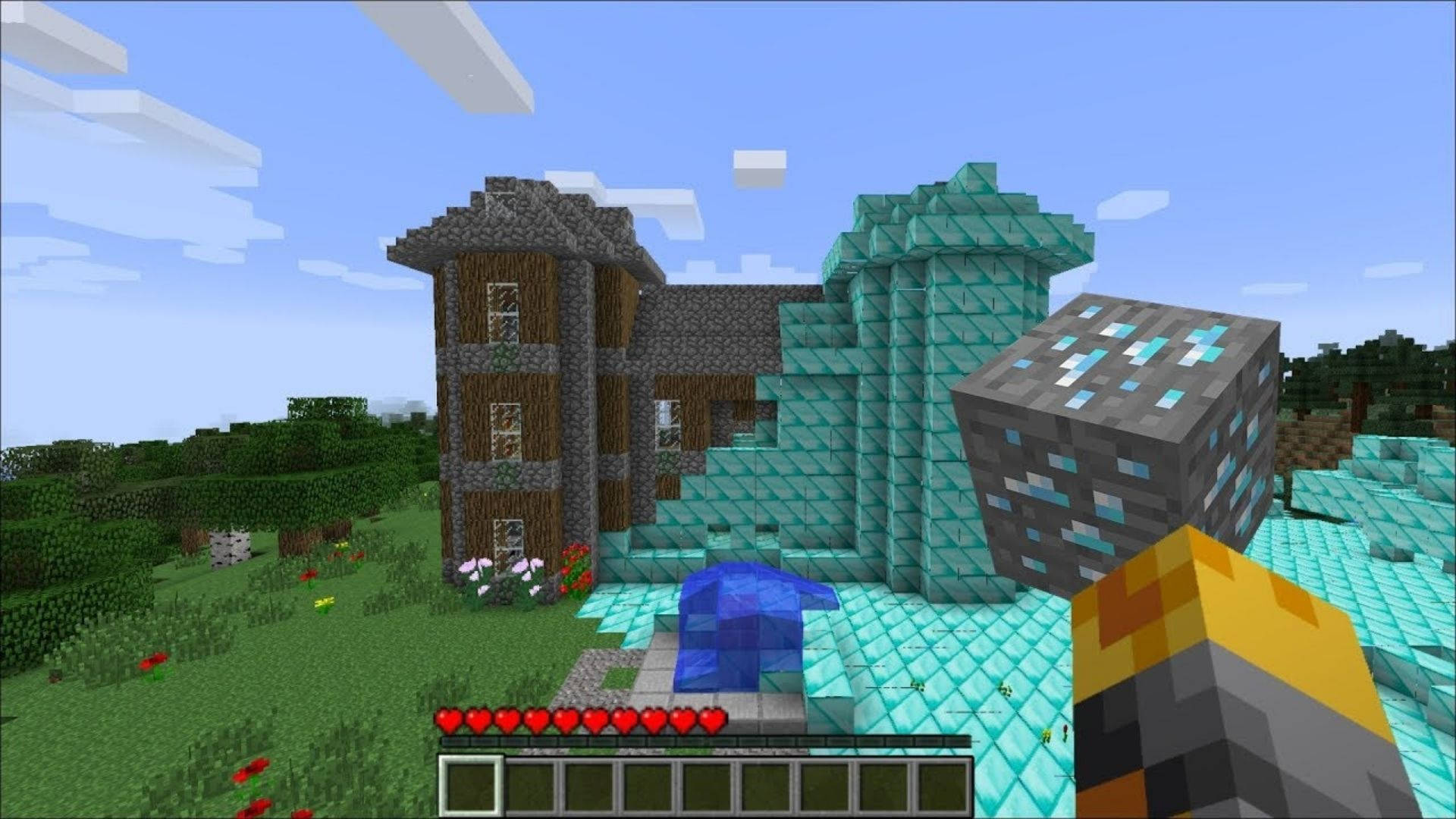 Minecraft Diamond House Wallpaper