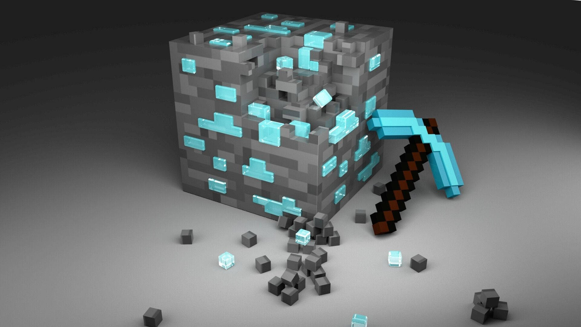 Minecraft Diamond Ore And Pickaxe Wallpaper