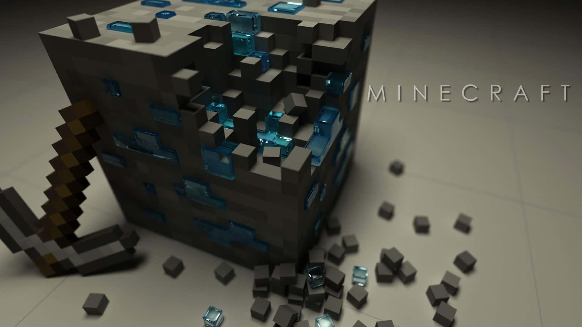 Minecraft Diamond Oreand Pickaxe Wallpaper