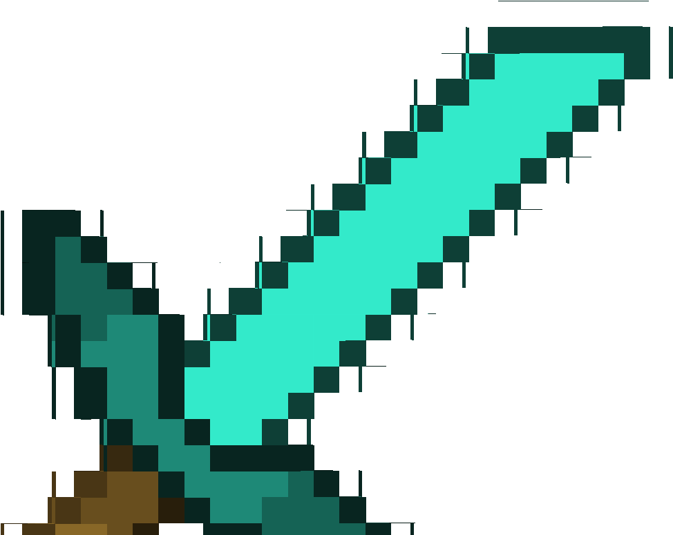 Minecraft Diamond Sword Pixel Art PNG