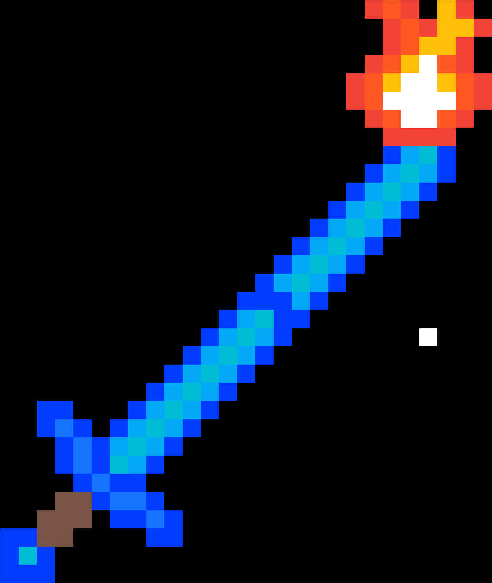 Minecraft Diamond Sword Pixel Art PNG
