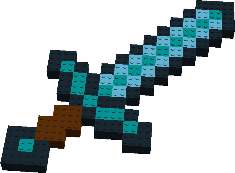 Minecraft Diamond Sword Pixel Art PNG