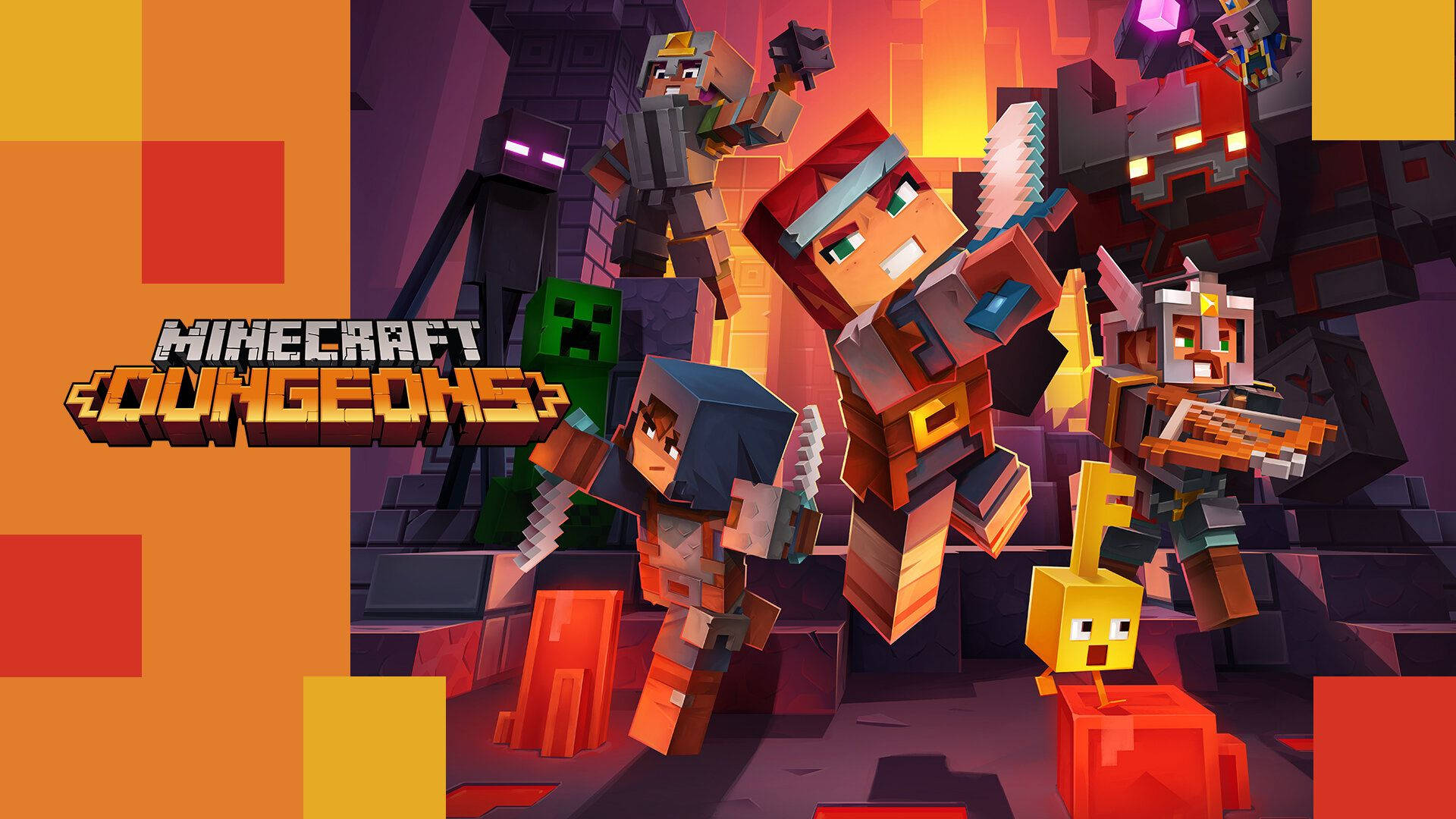 Minecraft Dungeons Main Heroes Poster Background