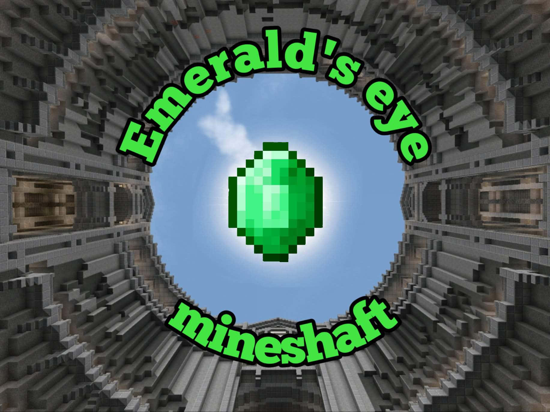 A player discovering a valuable emerald ore vein in Minecraft Wallpaper