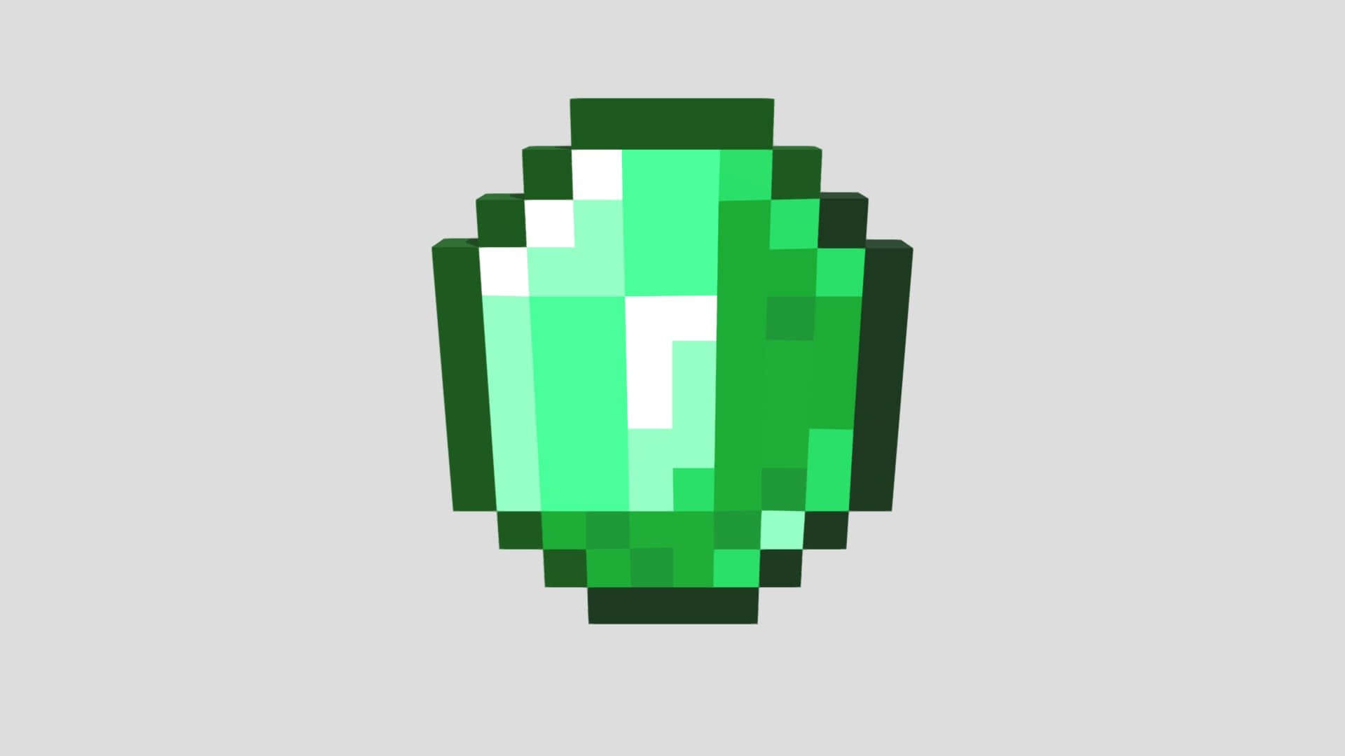 Minecraft character holding a sparkling emerald gem Wallpaper