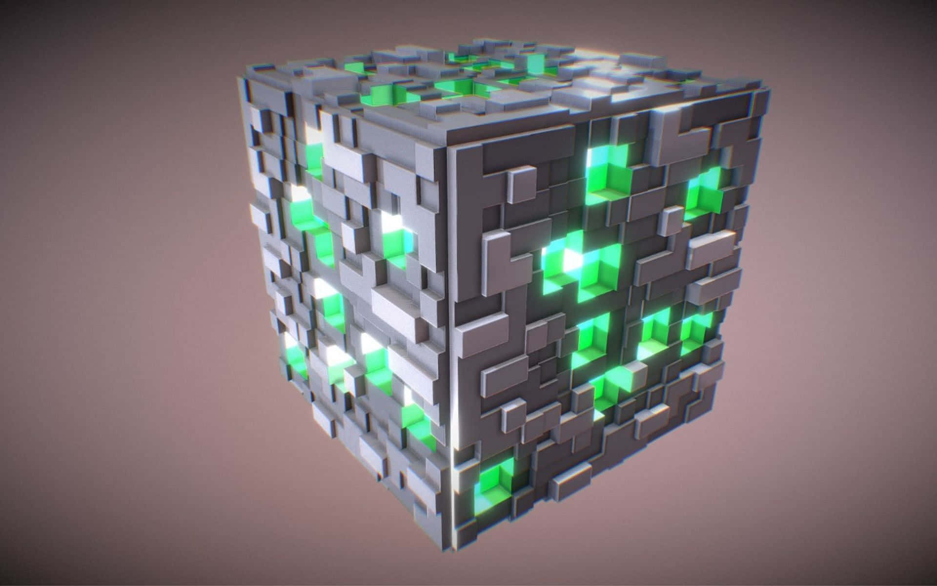 Shimmering Minecraft Emeralds in the World of Blocks Wallpaper