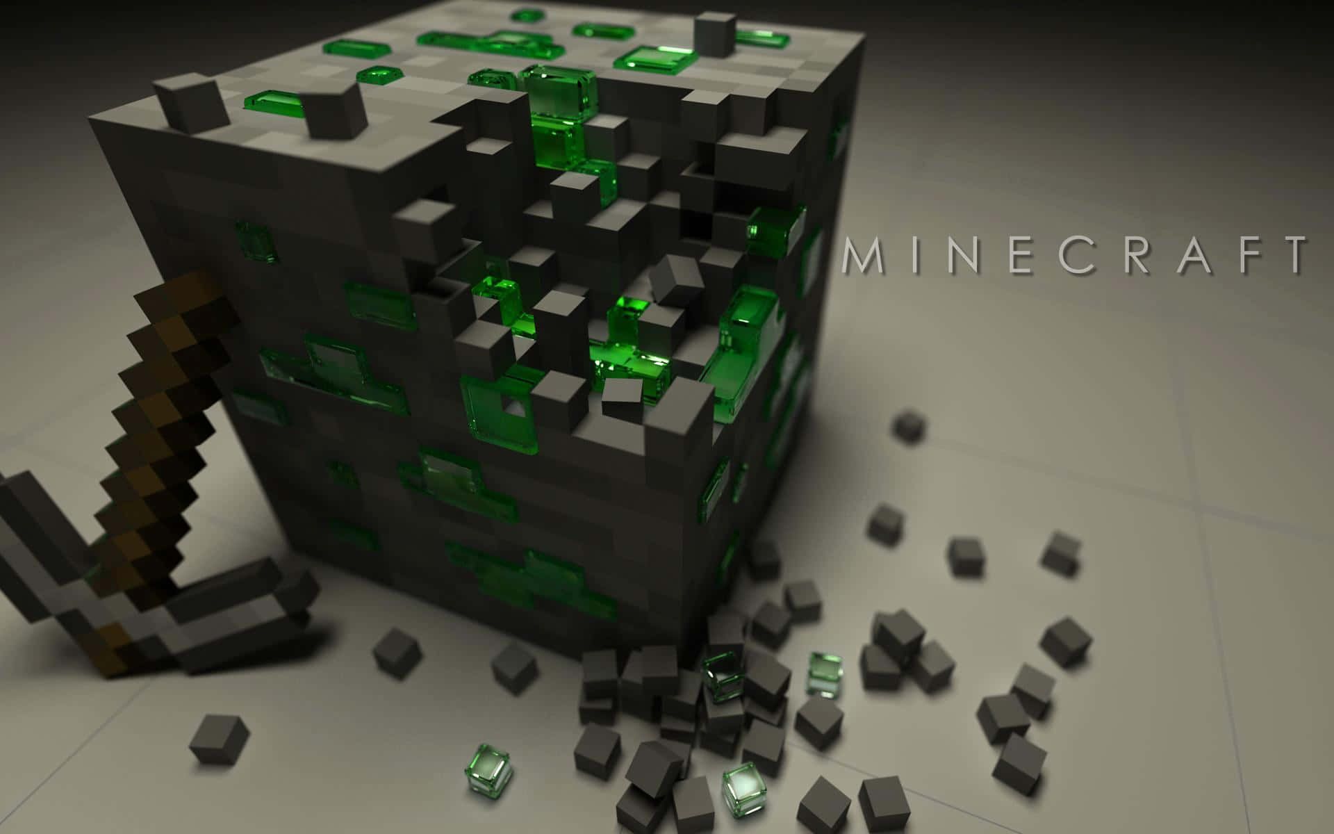 A vibrant Minecraft world full of Emeralds Wallpaper