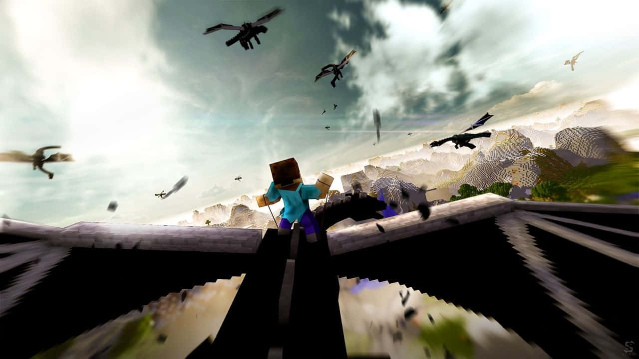 Minecraft Ender Dragon Attack Background