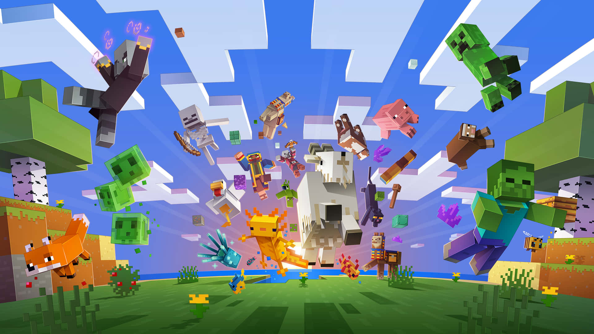 Minecraft Explosionof Mobsand Blocks.jpg Wallpaper