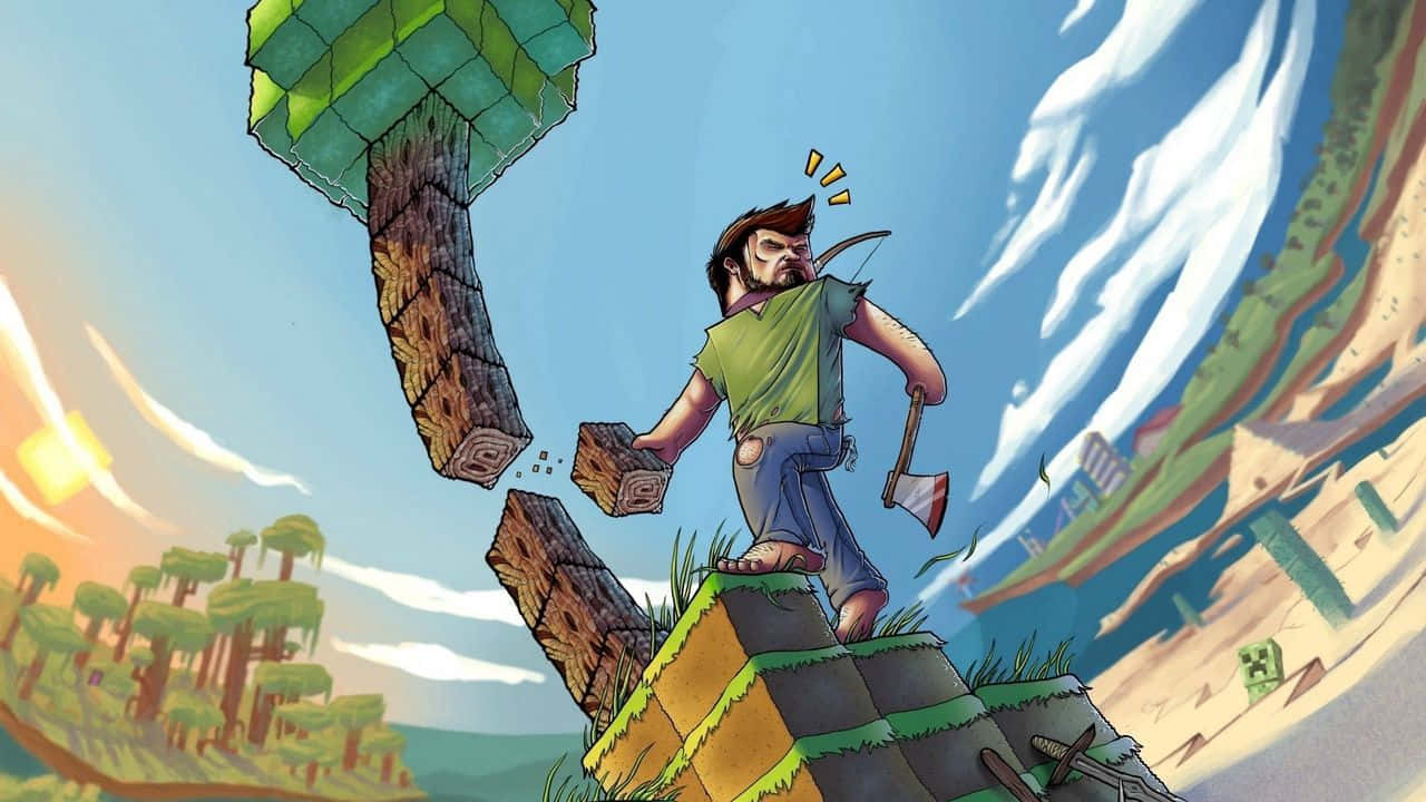 Epic Minecraft Battle Scene Fan Art Wallpaper