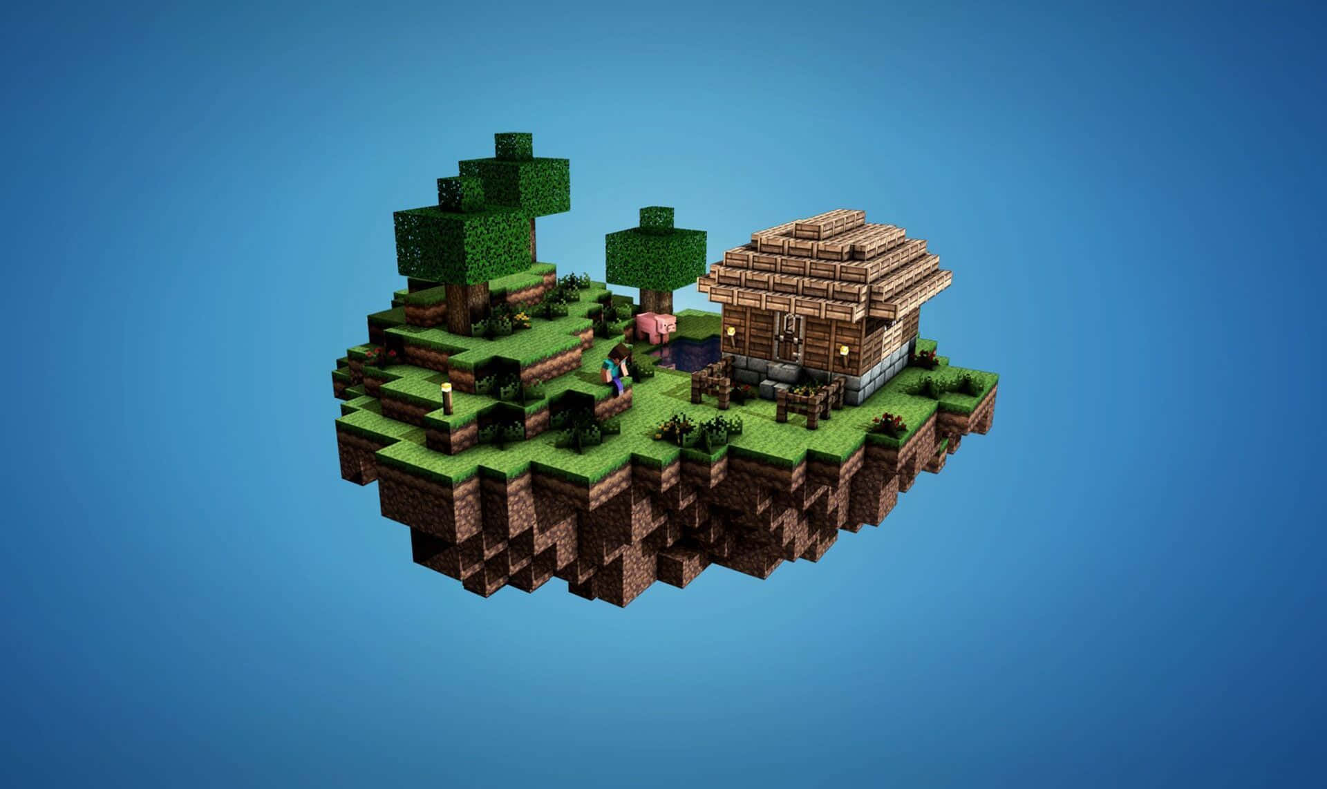 Impresionantepaisaje De Arte Fan De Minecraft Fondo de pantalla
