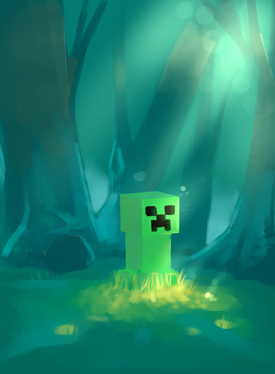 Epic Minecraft Fan Art featuring a vibrant, beautifully crafted landscape Wallpaper