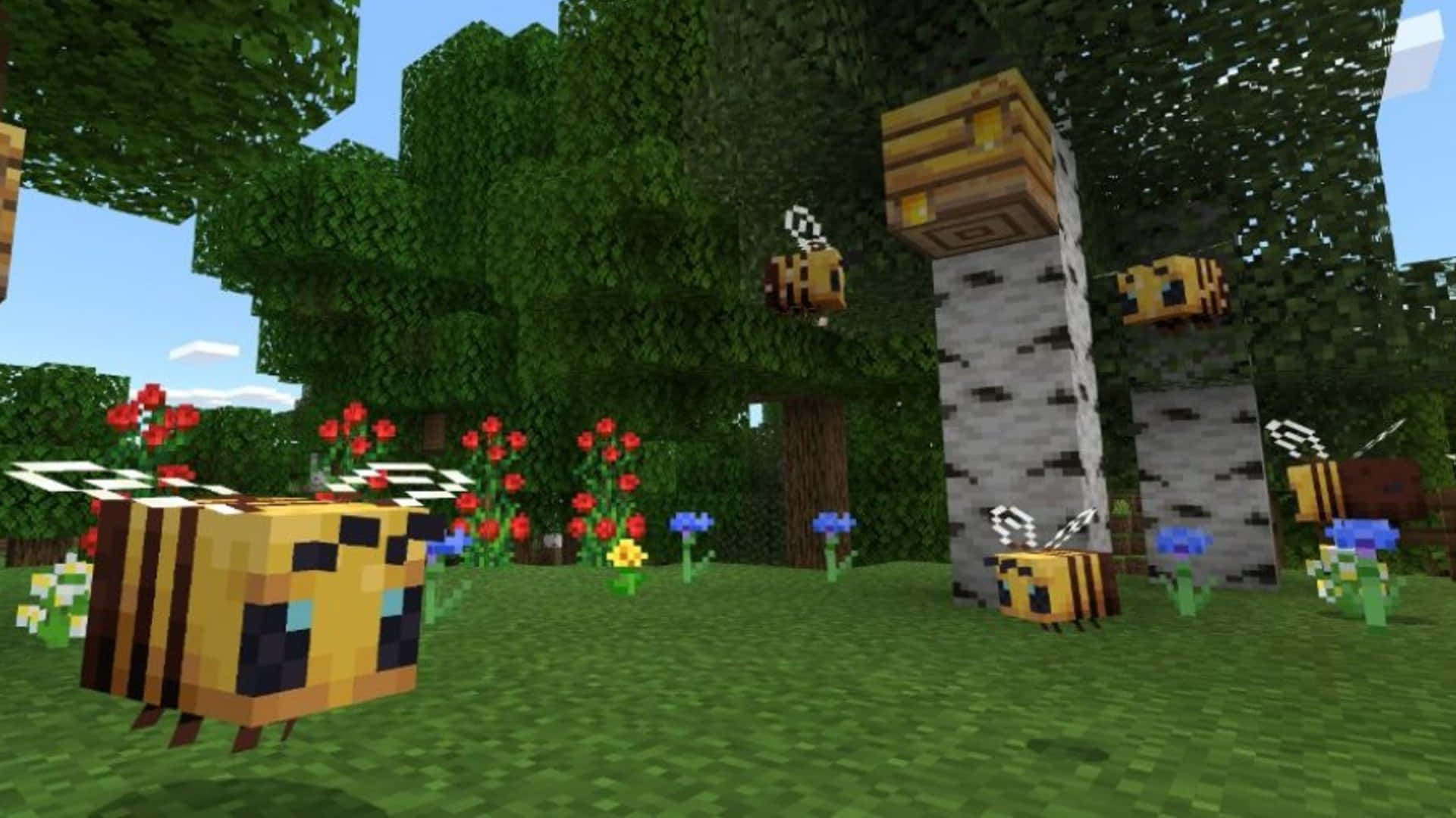 A virtual farmer tending to crops in a sprawling Minecraft farmland Wallpaper
