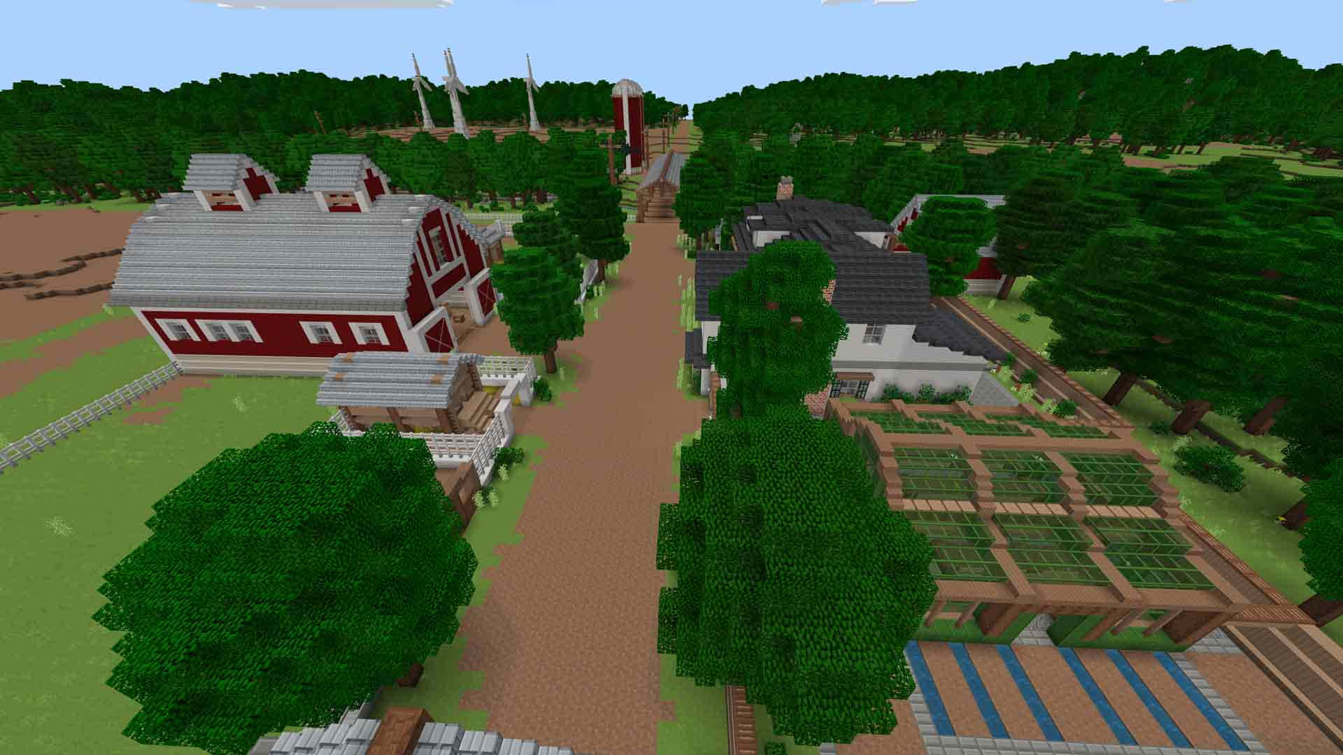 Thriving Minecraft Farm with Beautiful Scenery Wallpaper