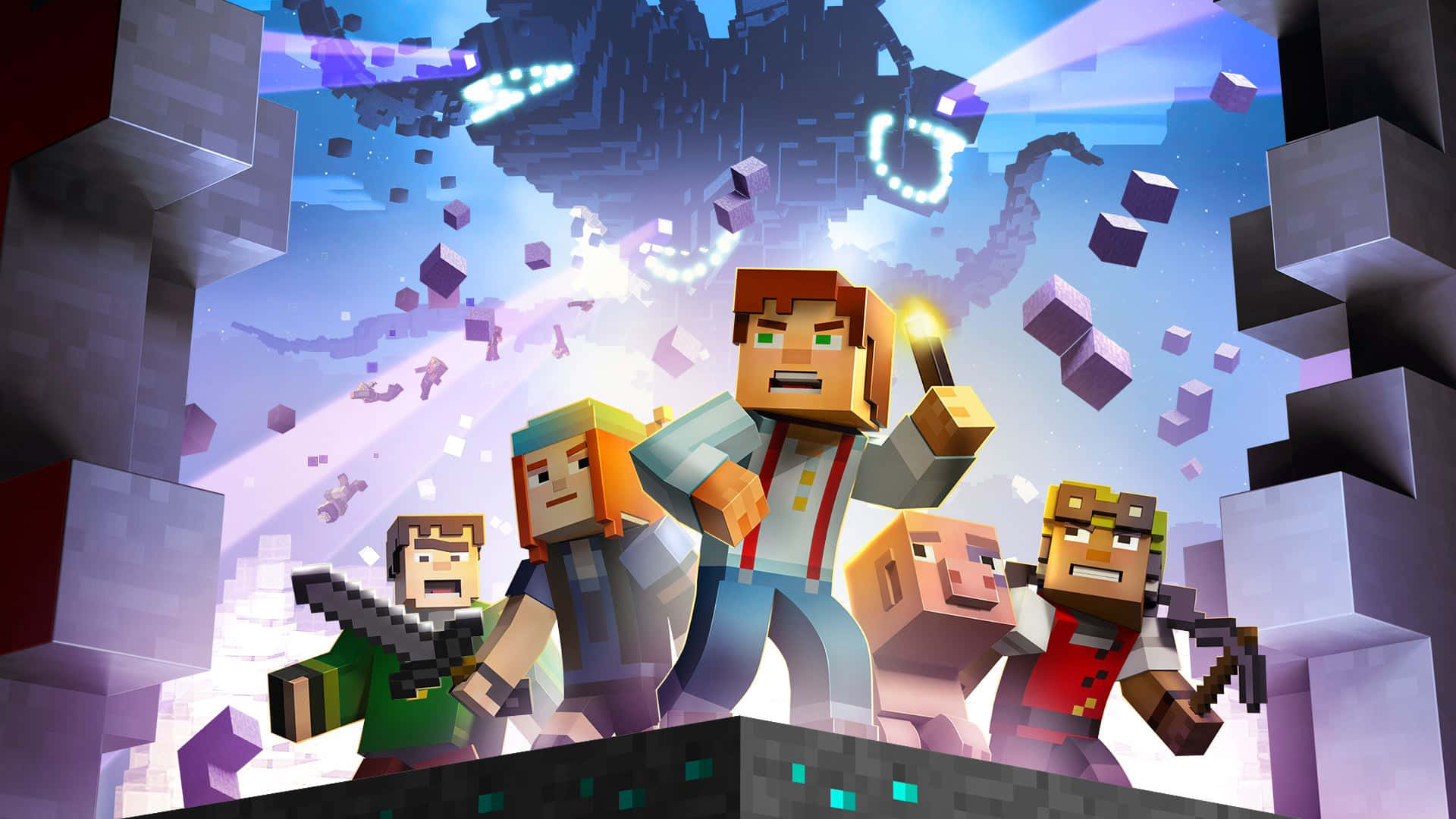 Thrilling Minecraft Battle Scene Wallpaper