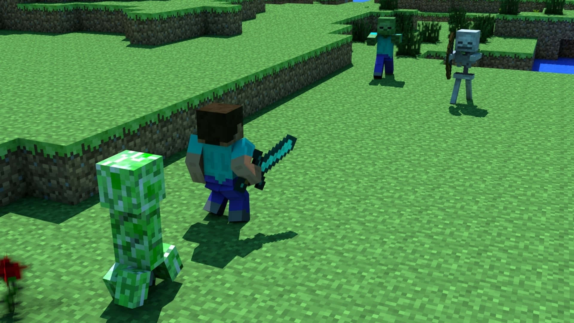 Escenaépica De Batalla En Minecraft Fondo de pantalla
