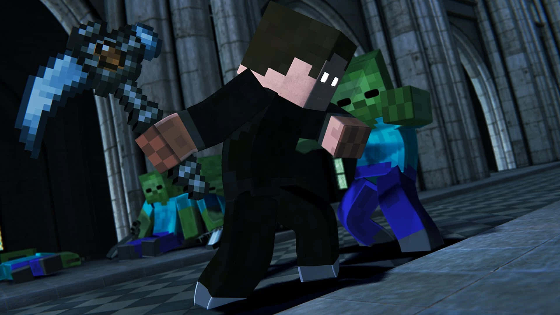 Epic Minecraft Battle Scene Wallpaper