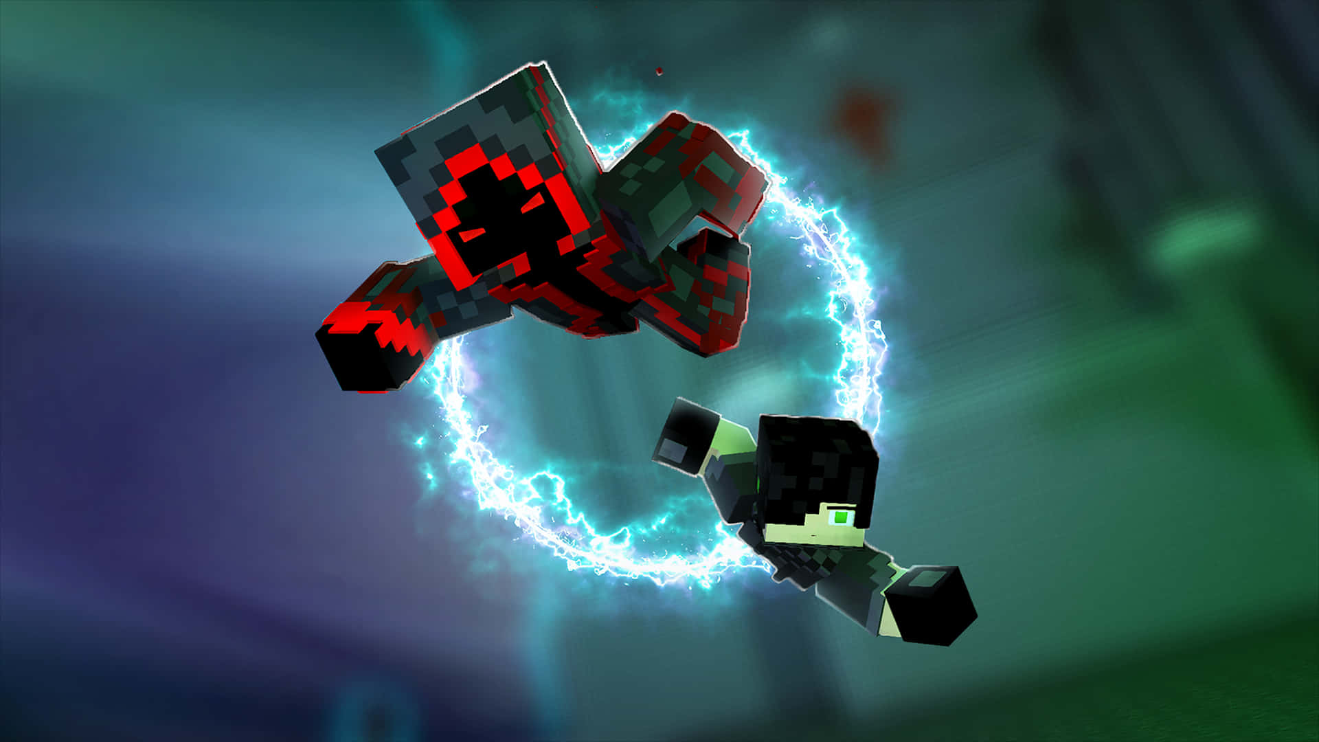 Epic Battle in the World of Minecraft Wallpaper