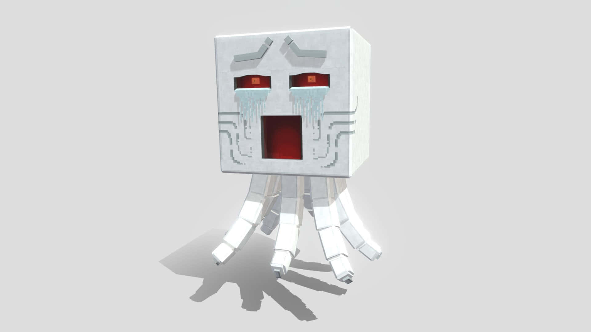 A creepy encounter with a menacing Ghast in the Nether of Minecraft Wallpaper