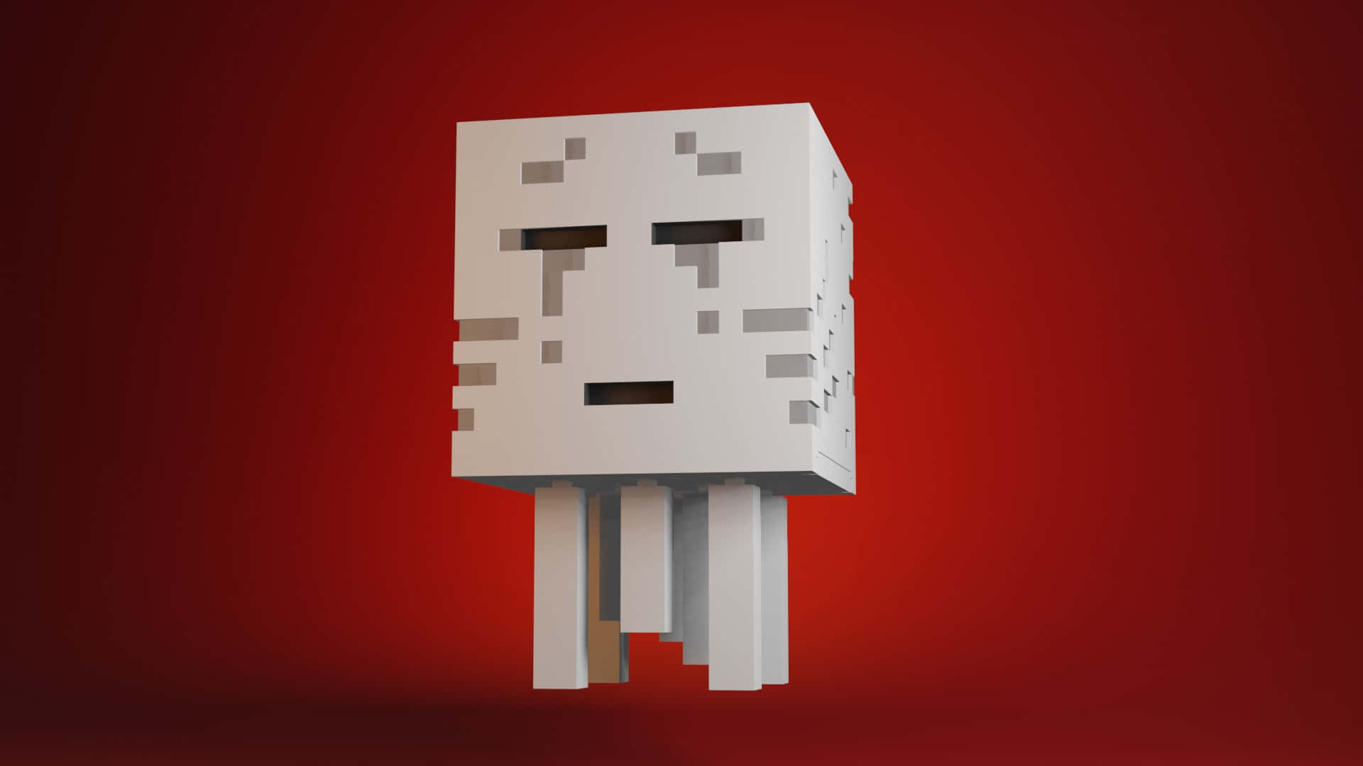 A Minecraft Ghast floating in the Nether Wallpaper