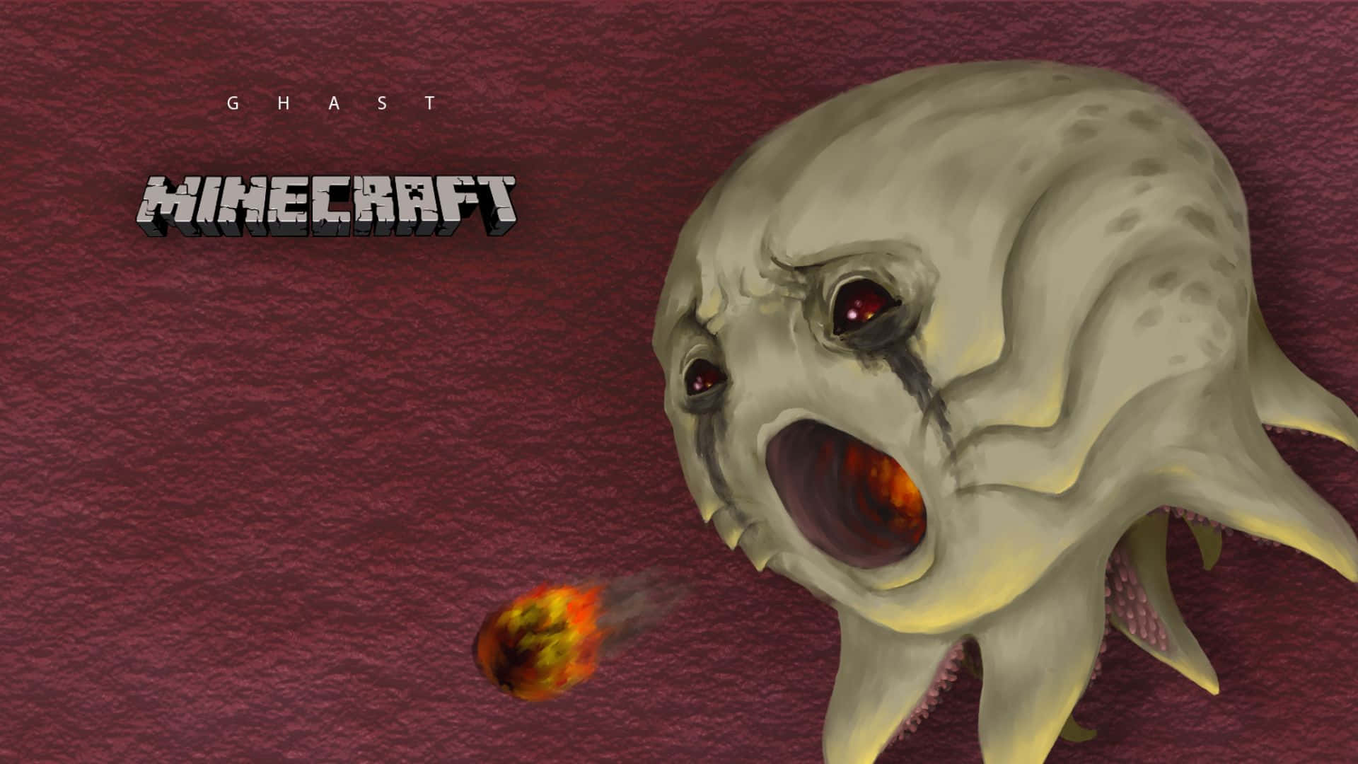 The Terrifying Ghast Lurks in the Nether Dimension of Minecraft Wallpaper