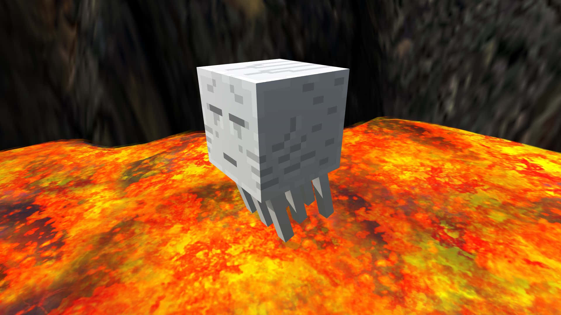 Terrifying Minecraft Ghast floating in the Nether Wallpaper