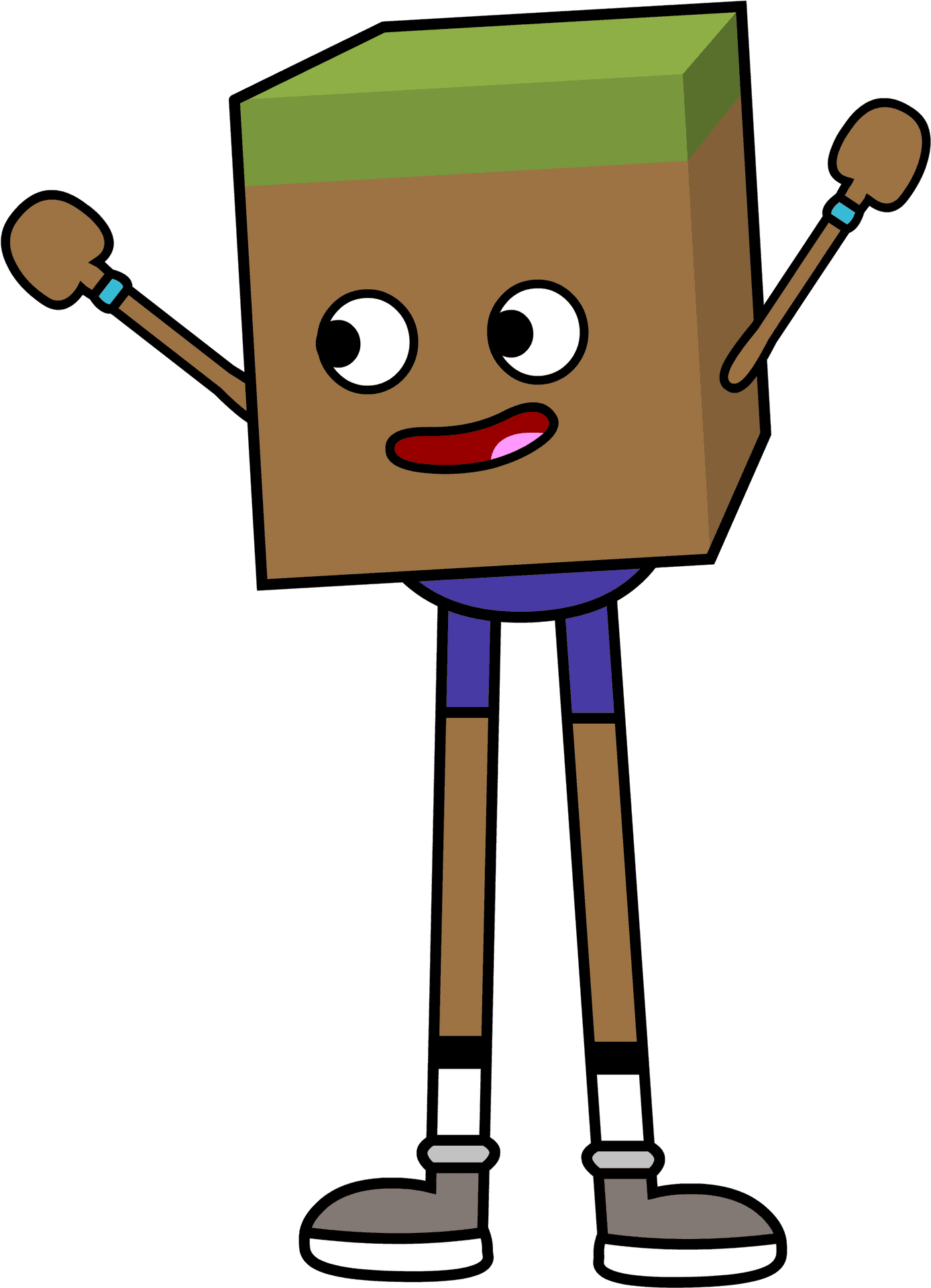 Minecraft Grass Block Character Cartoon PNG