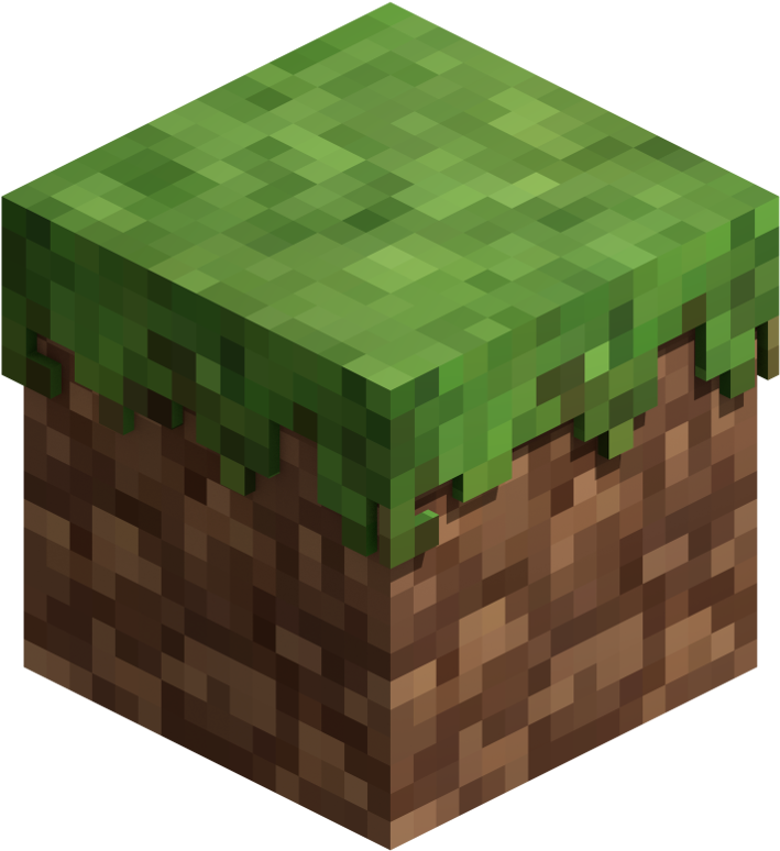 Minecraft_ Grass_ Block PNG — A pixelated cube of dirt topped with green grass in Minecraft style.