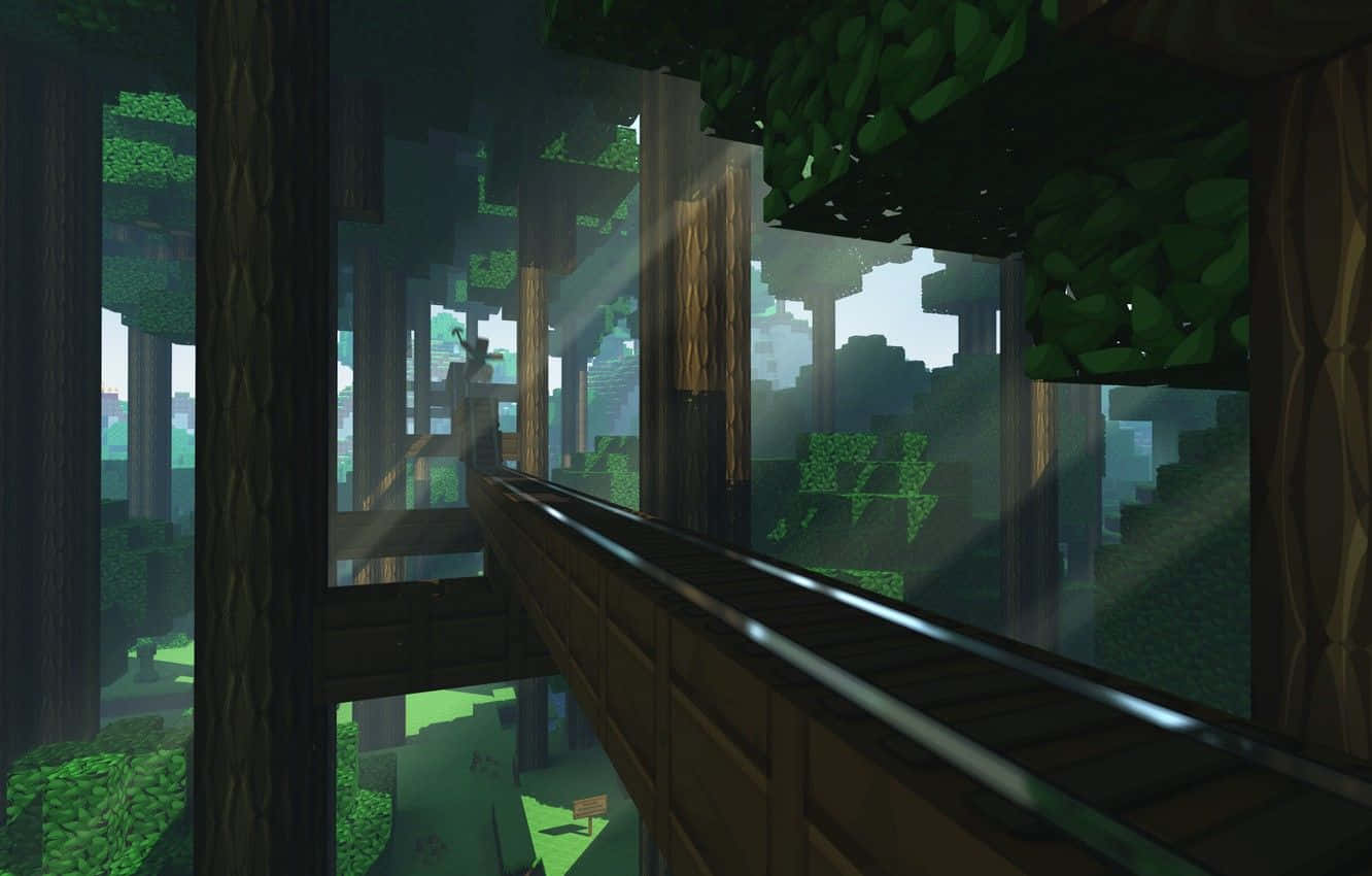 Gå gennem livligt Minecraft Græs med uendelige muligheder. Wallpaper