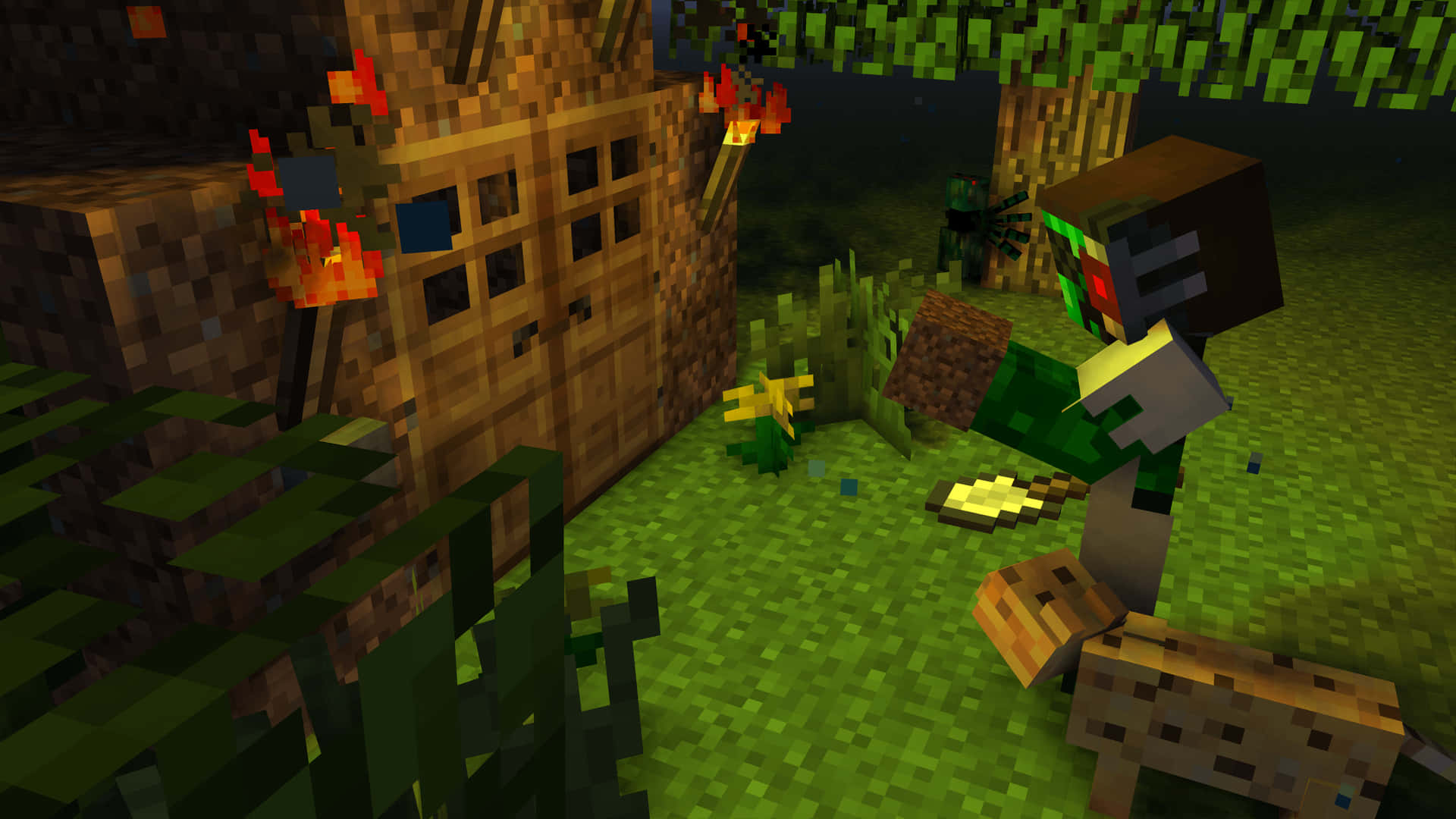 Den luksuriøse grønne græs af Minecraft-verdenen Wallpaper