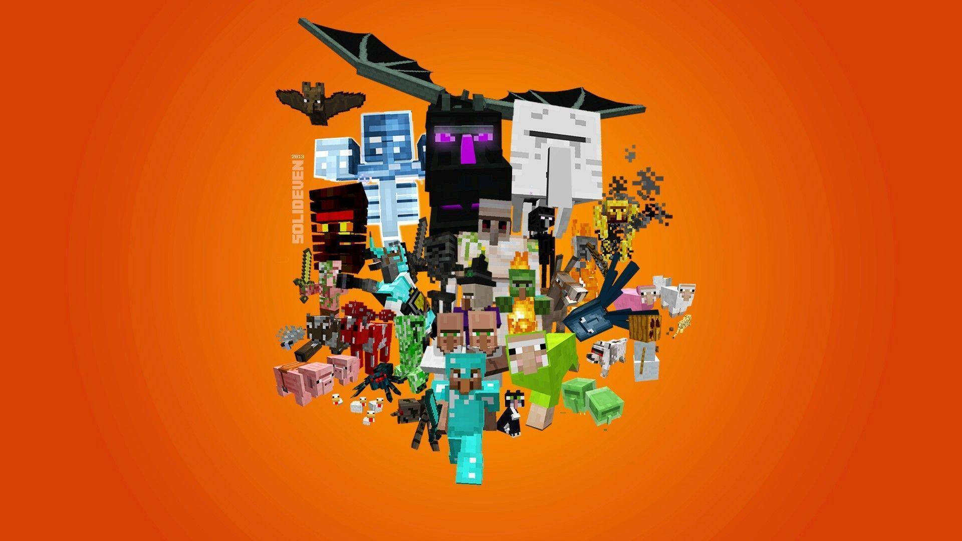 Minecraft Herobrine And Mobs Fanart Background