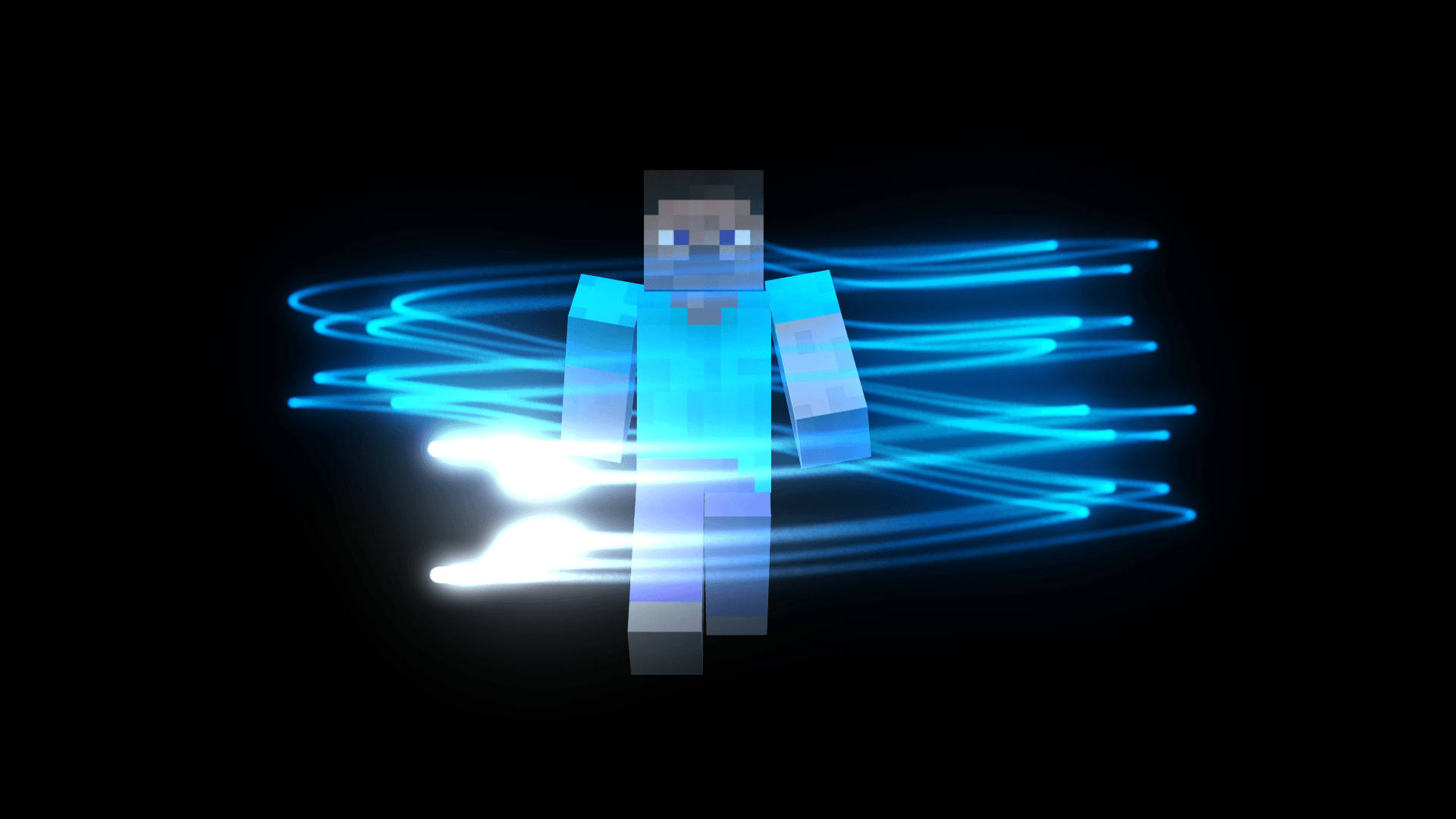 Minecraft Herobrine Blue Light Line Background