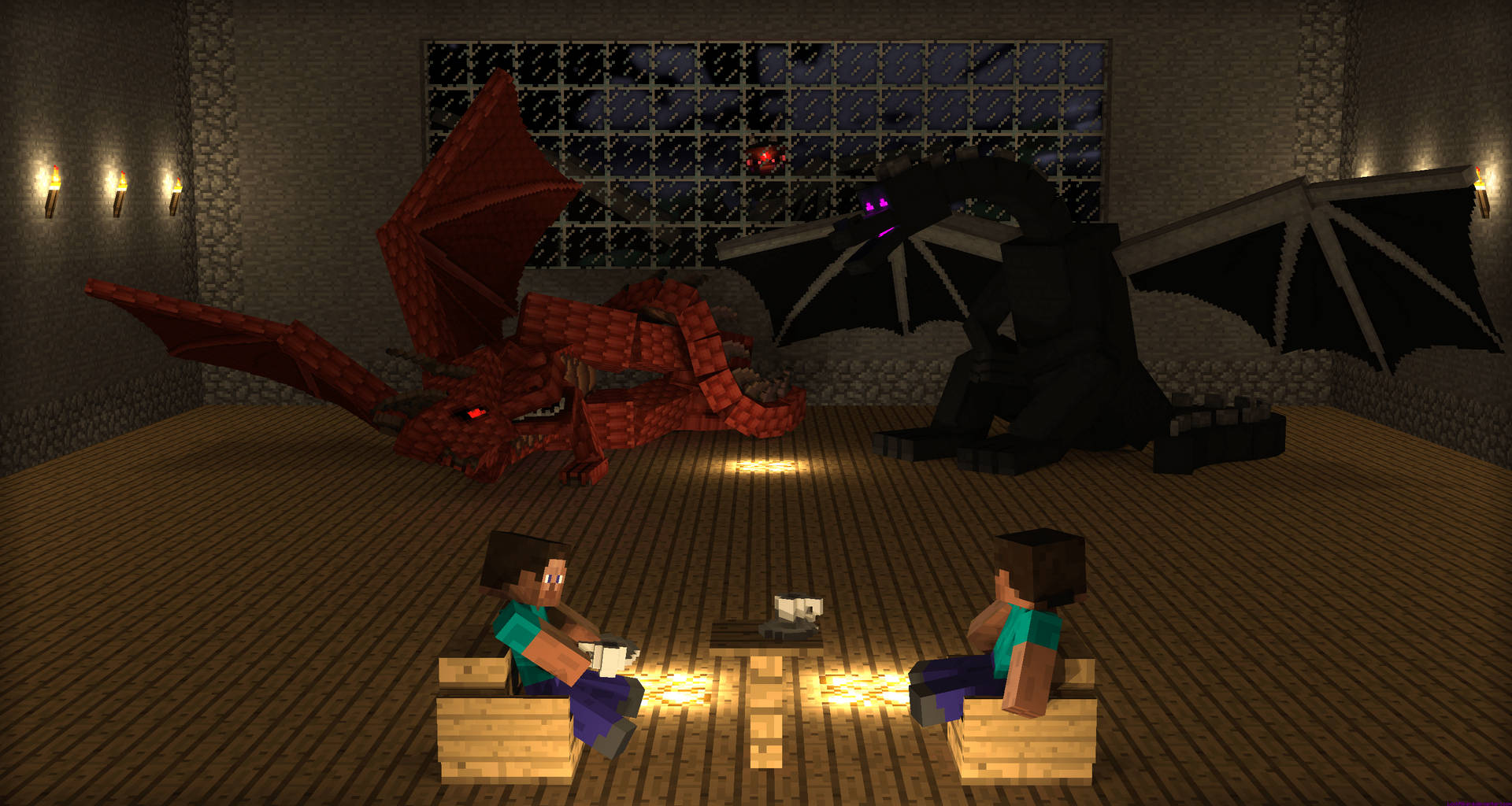 Minecraft Herobrine Tea Time Dragons Background