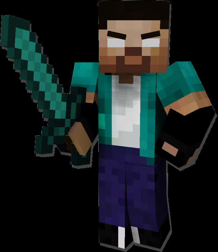 Minecraft Herobrine With Sword.png PNG