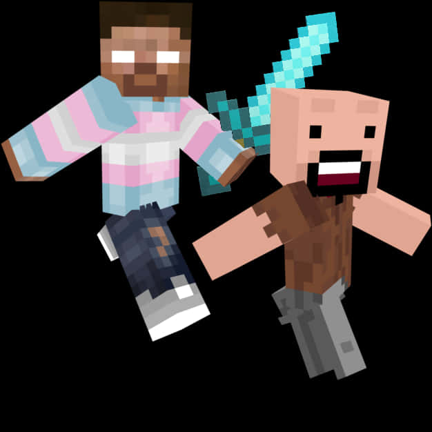 Minecraft Herobrineand Steve Adventure PNG