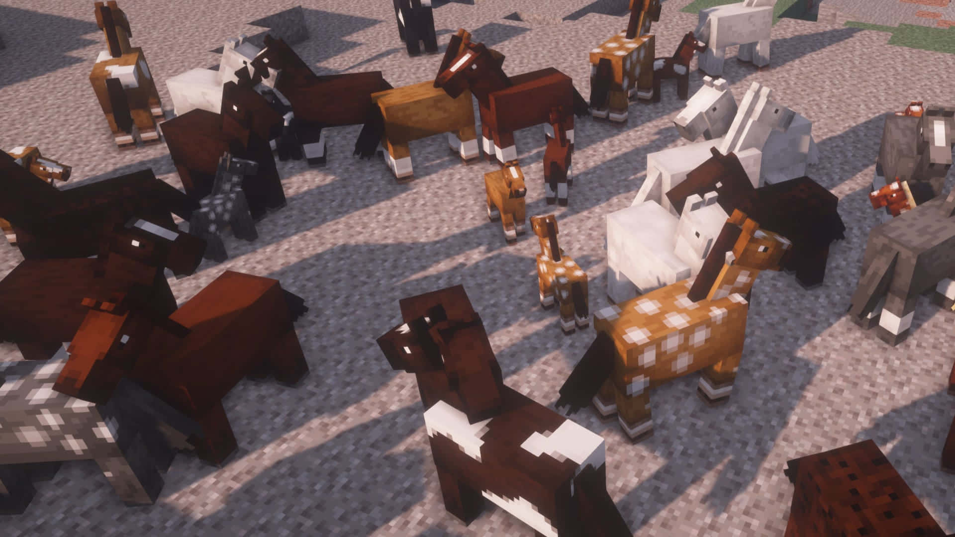 Een Avontuurlijke Rit Met Minecraft-paarden Achtergrond