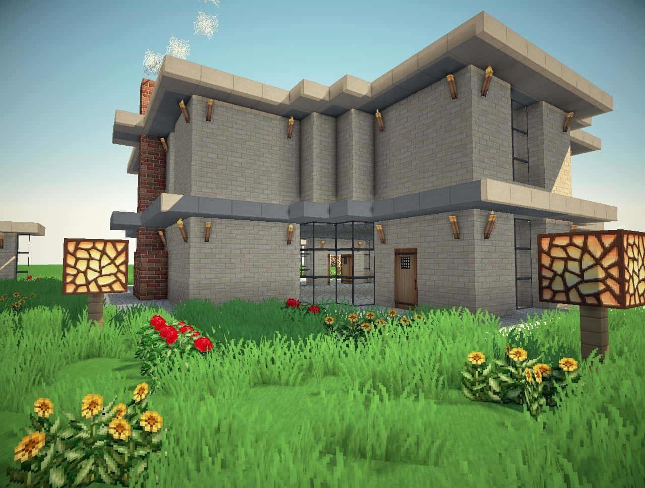 Unasplendida Casa Di Minecraft Con Dettagli Intricati