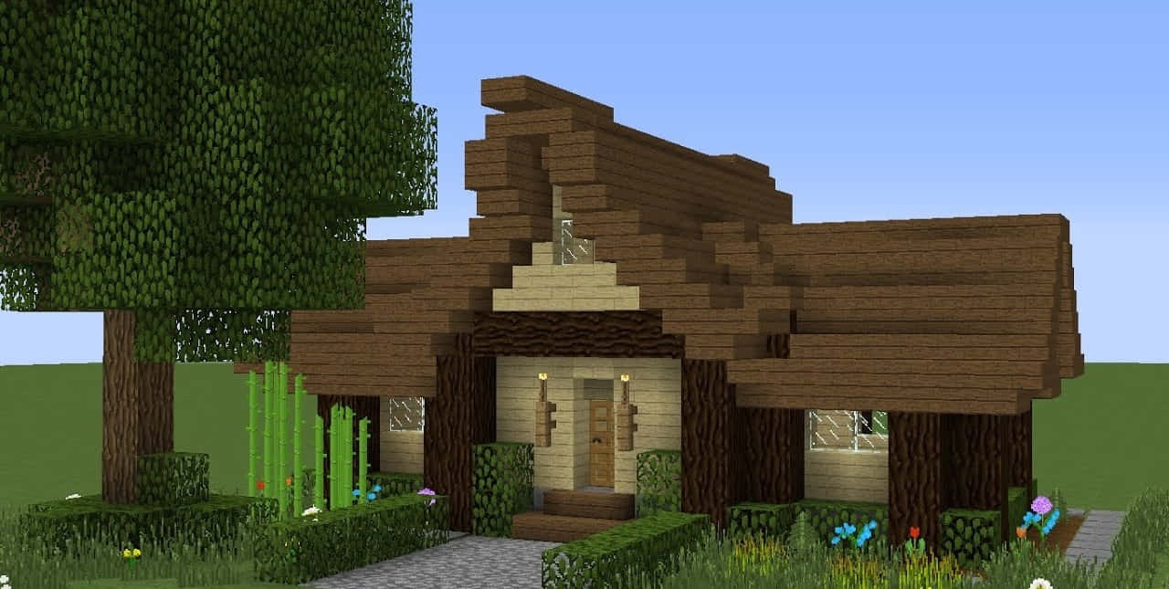 Et majestætisk syn af et Minecraft hus