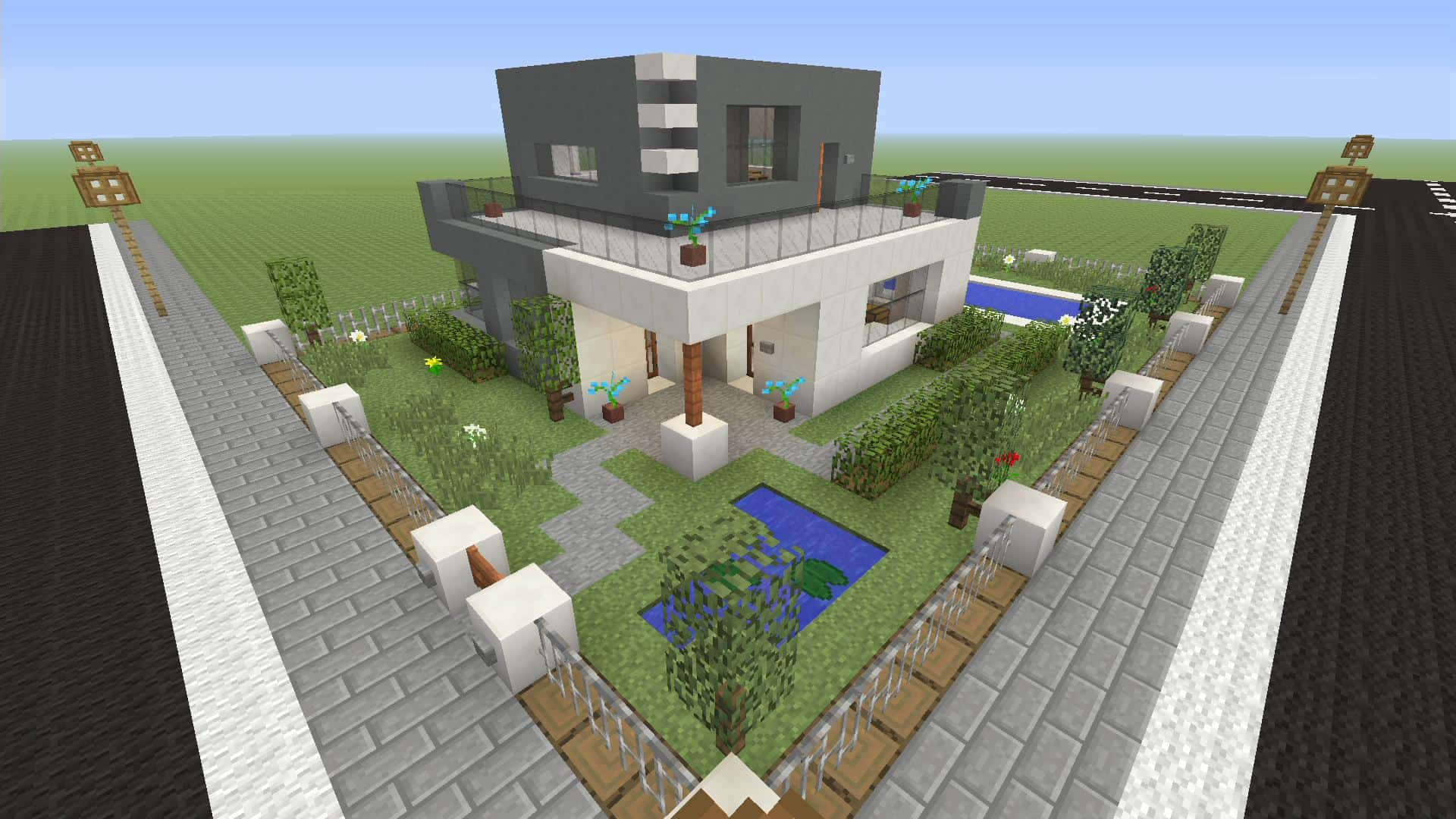 Minecrafthaus Mit Üppigem Garten