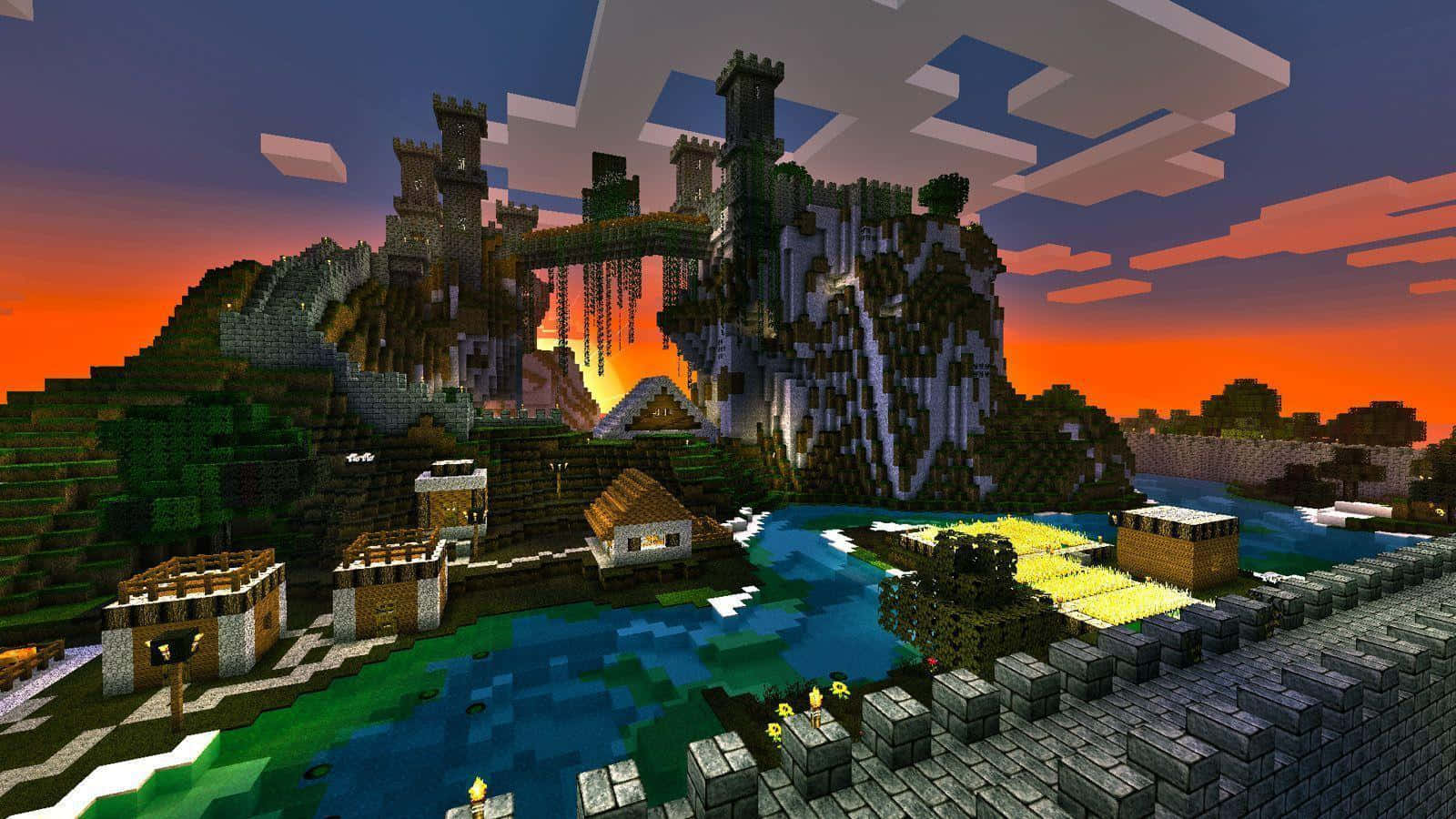 Enfantastisk Vy Av Ett Komplicerat Byggt Modernt Minecraft-hus.