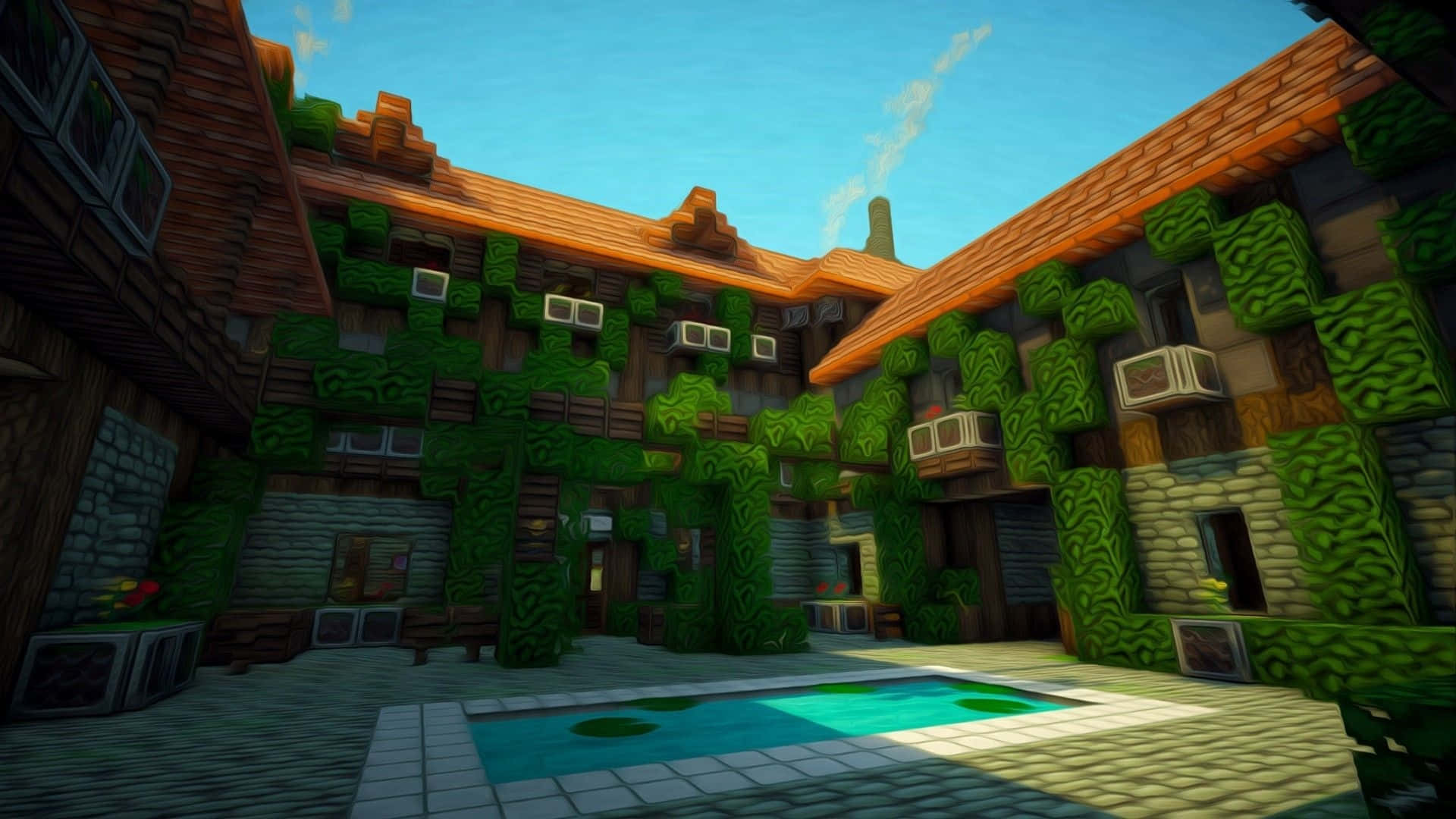Utforskaden Magiska Minecraft-världen Och Bygg Spektakulära Hus.