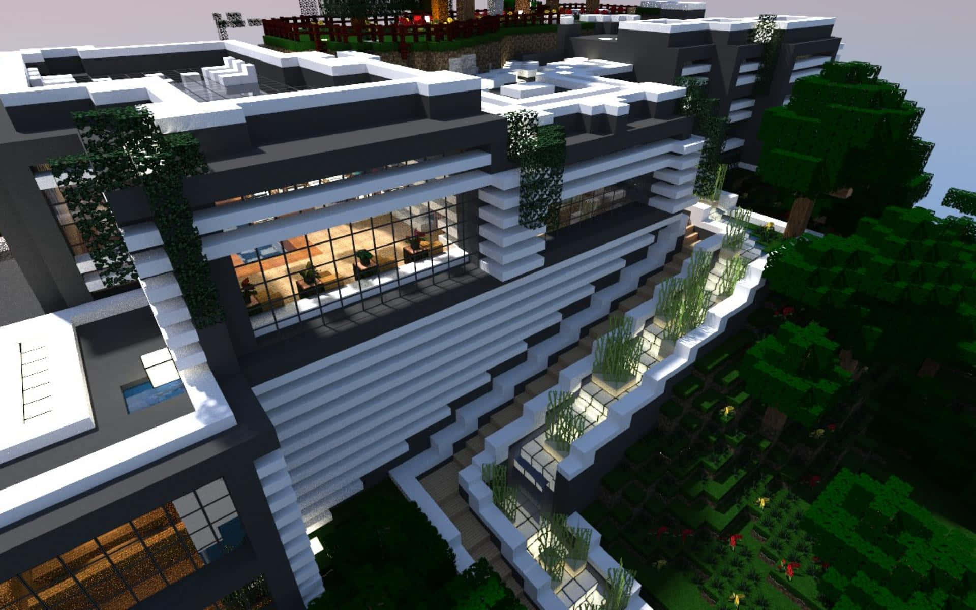 Upptäckden Färgglada Världen Av Minecraft-hus.