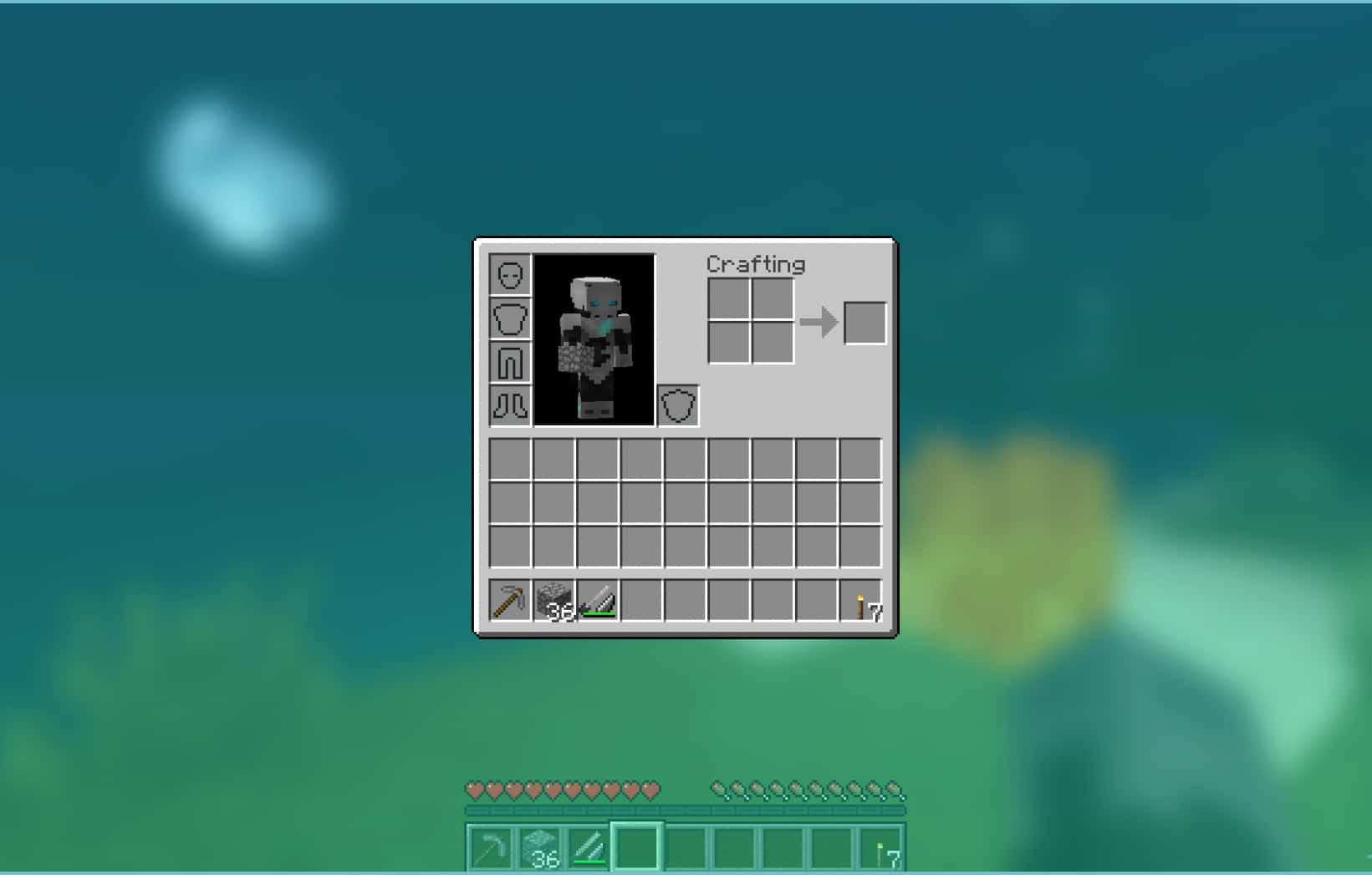 Minecraft Crafting Inventory On Blurry Wallpaper
