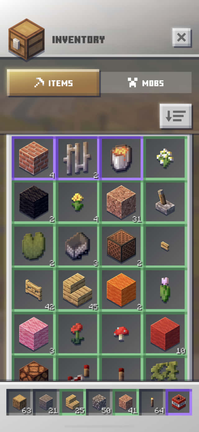 Minecraft Inventory With Full Items Wallpaper