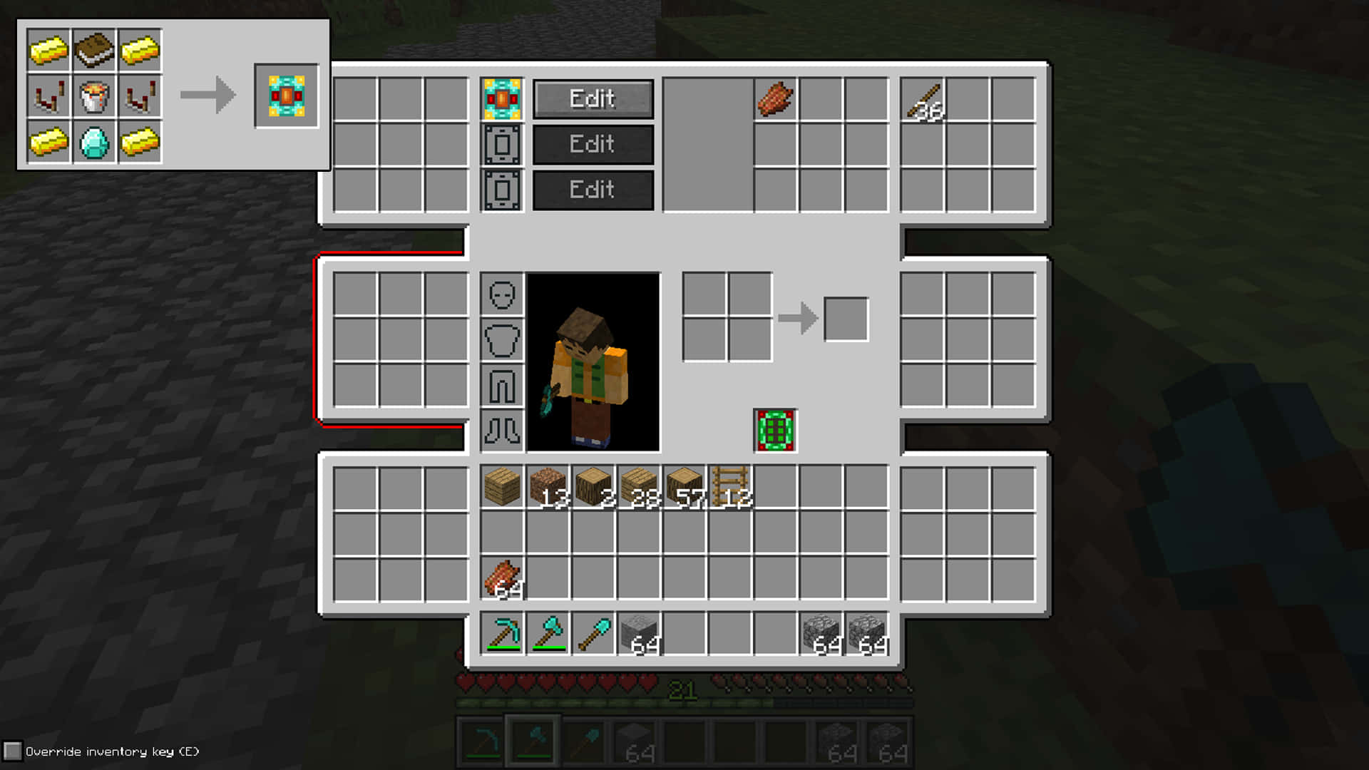 A look into a player's inventory in the game Minecraft! Wallpaper