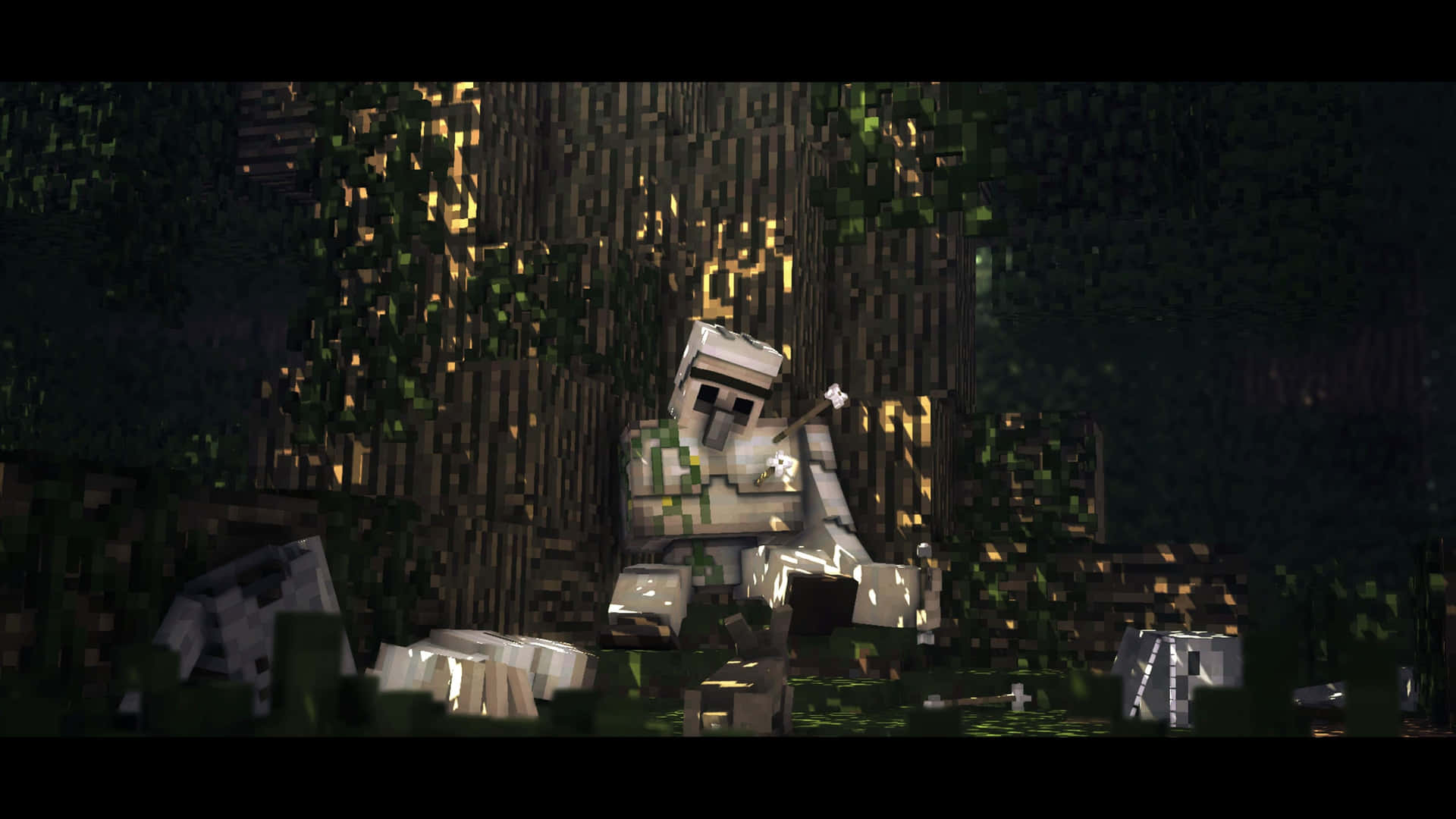 Majestic Minecraft Iron Golem guarding the village Wallpaper