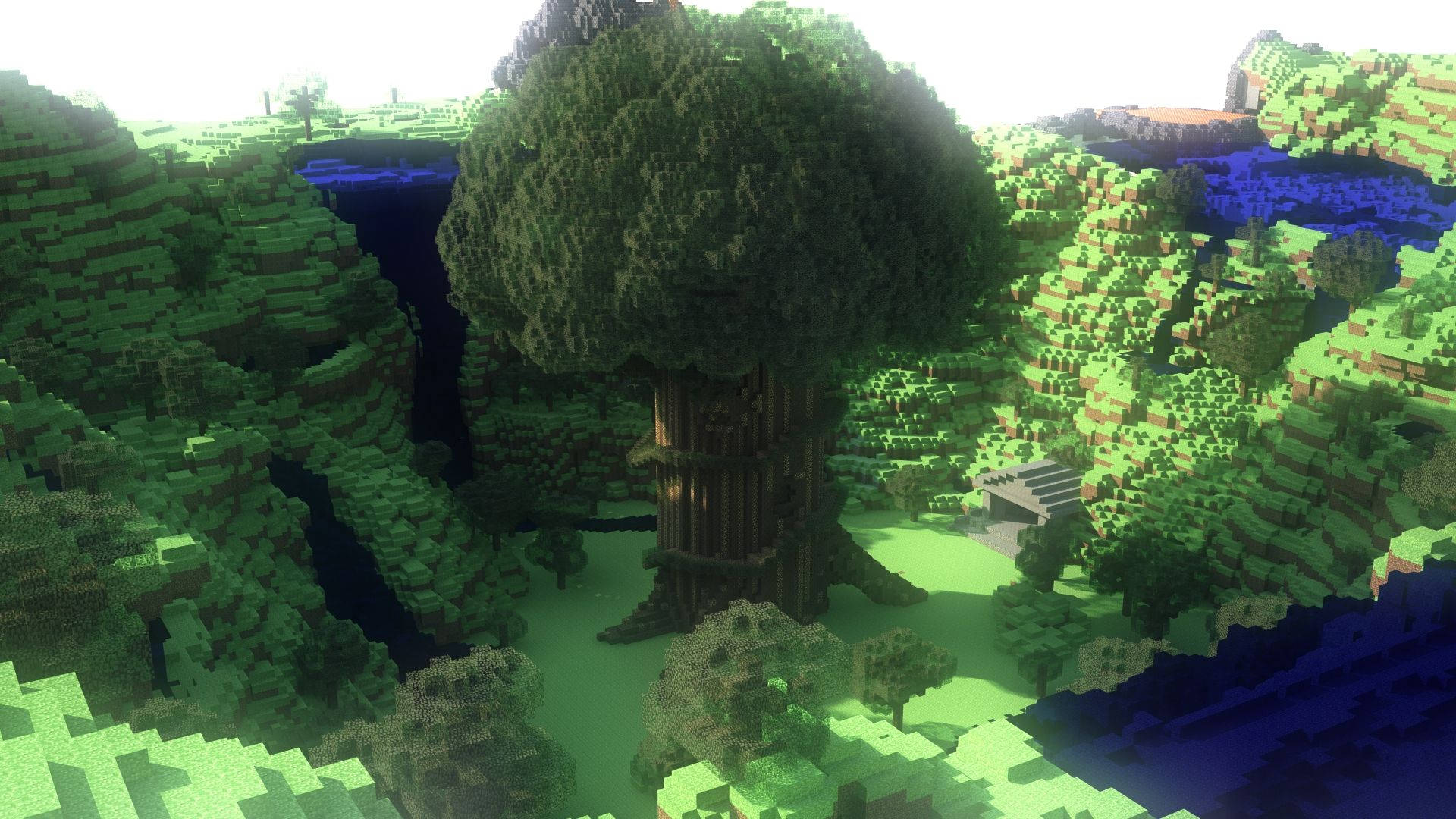 Minecraft Landscape Of Lush Forest Wallpaper