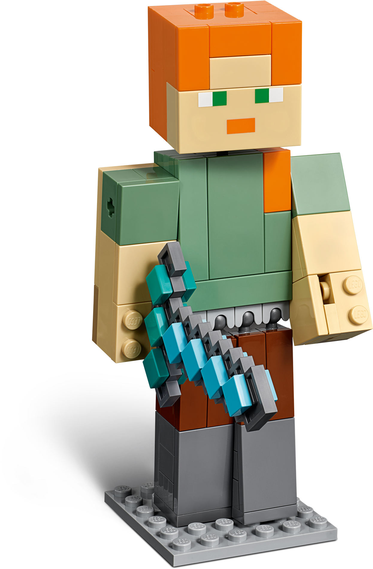 Minecraft Lego Character With Diamond Sword PNG